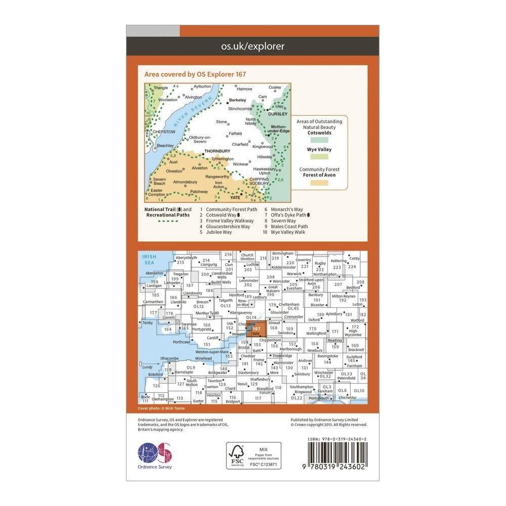 Explorer 167 Thornbury, Dursley & Yate Map With Digital Version