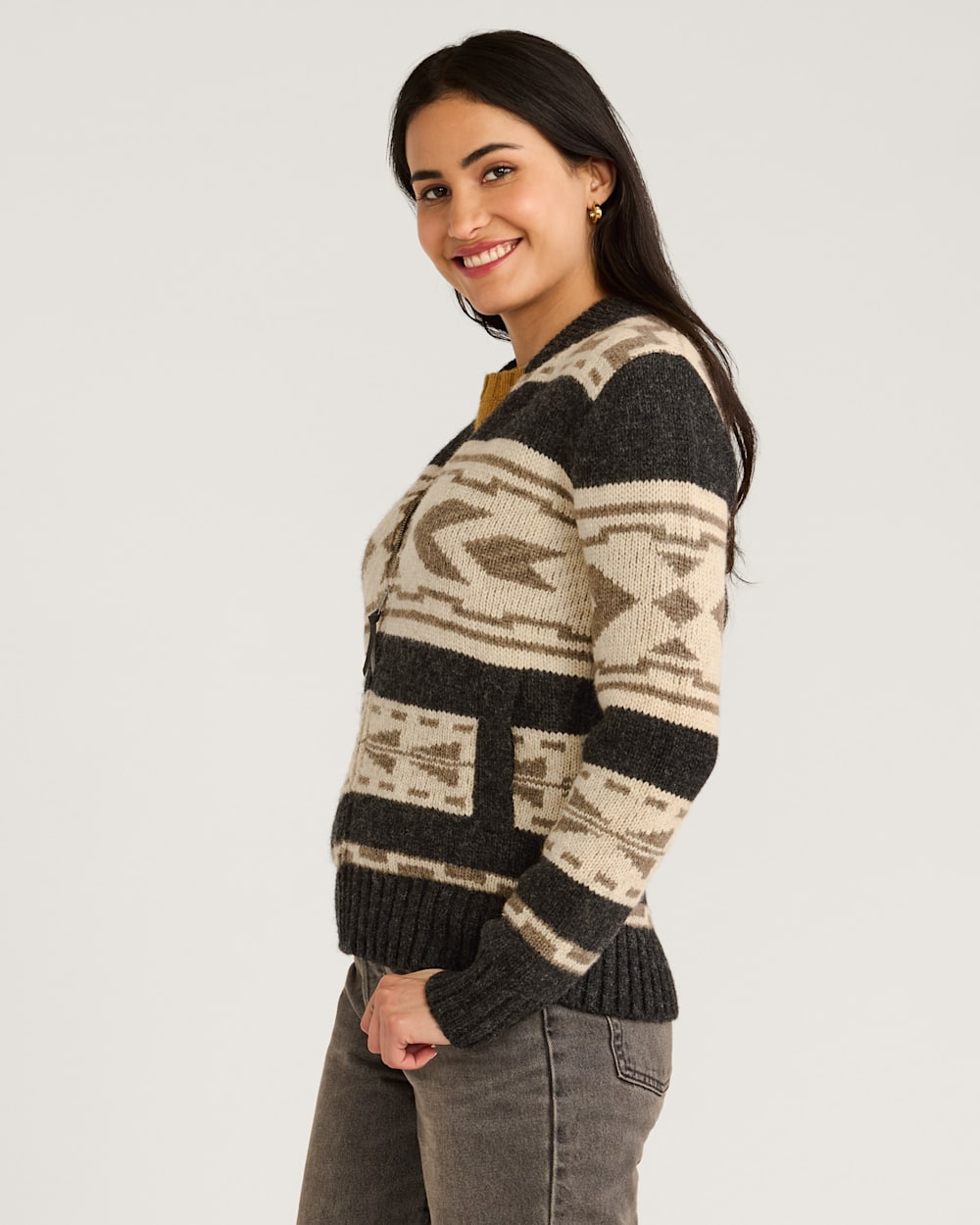 WOMEN'S GRAPHIC SHETLAND COLLECTION ZIP CARDIGAN