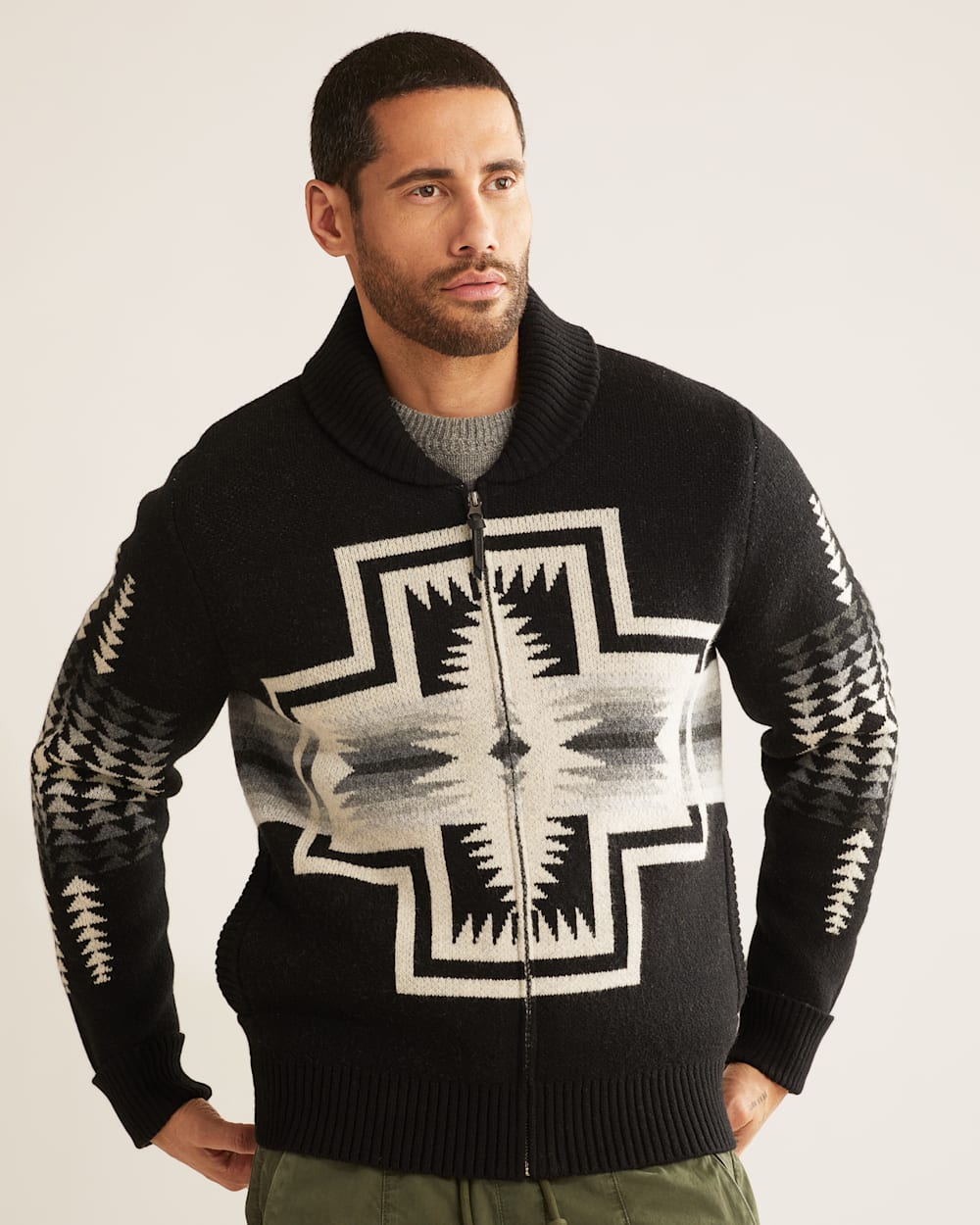 MEN'S HARDING ZIP LAMBSWOOL CARDIGAN