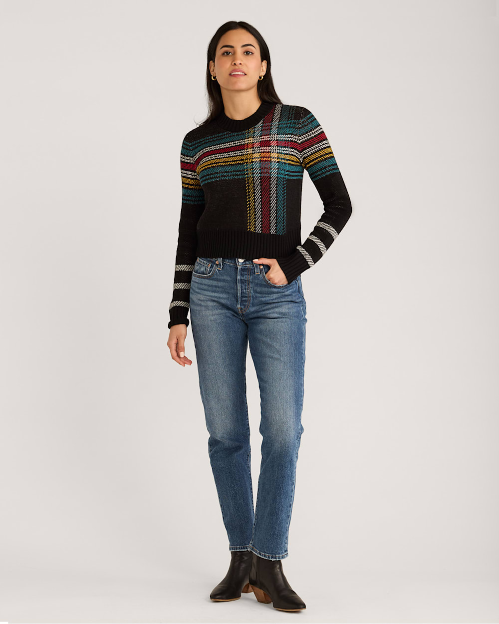 WOMEN'S PLAID MERINO SWEATER