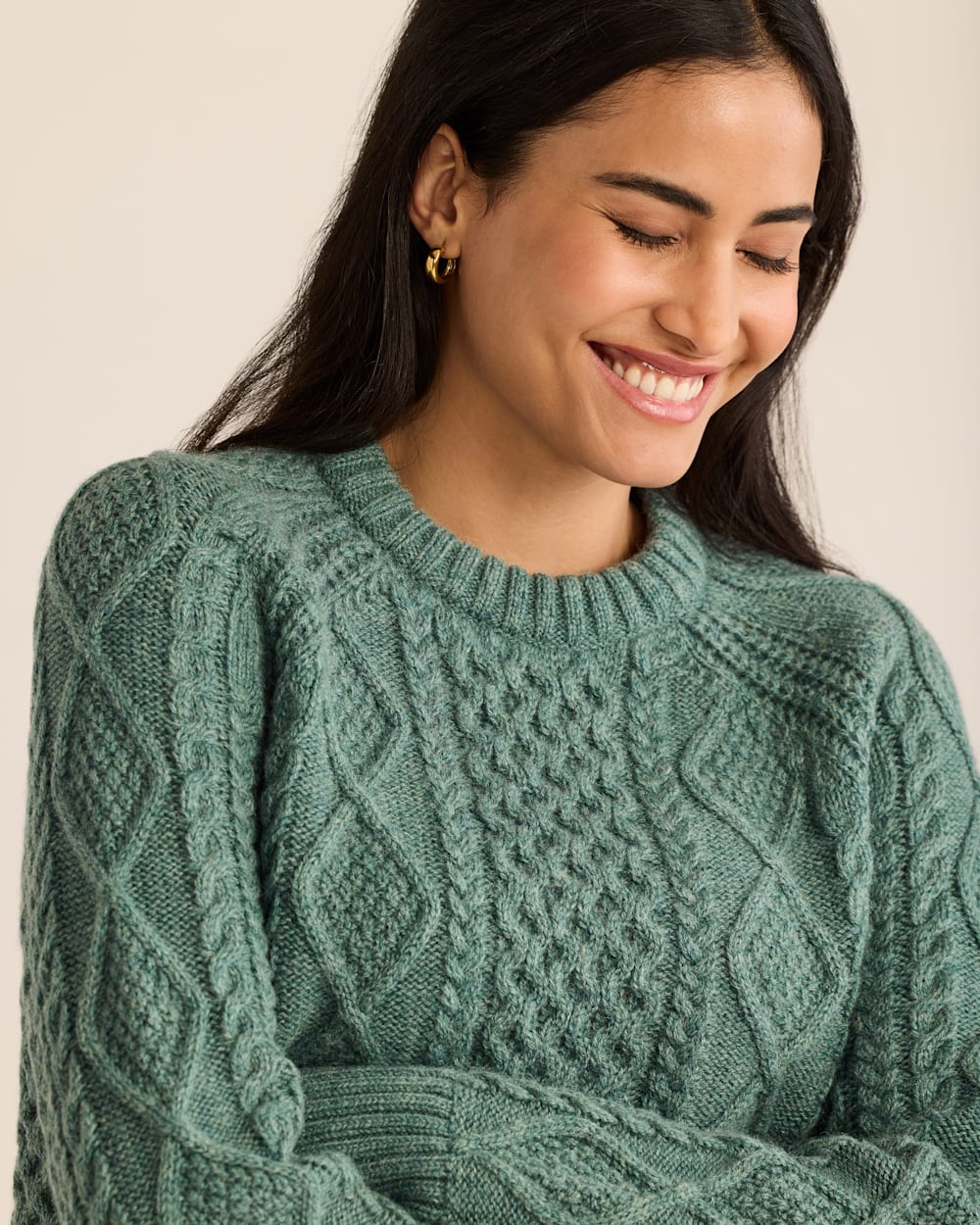 WOMEN'S SHETLAND COLLECTION FISHERMAN SWEATER