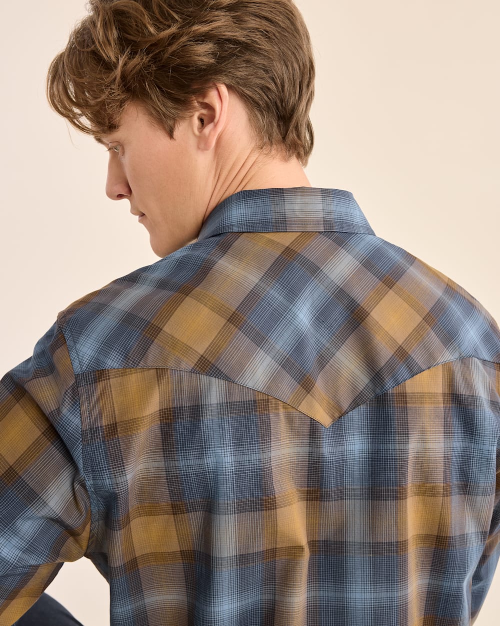 MEN'S PLAID LONG-SLEEVE BISHOP COTTON SHIRT