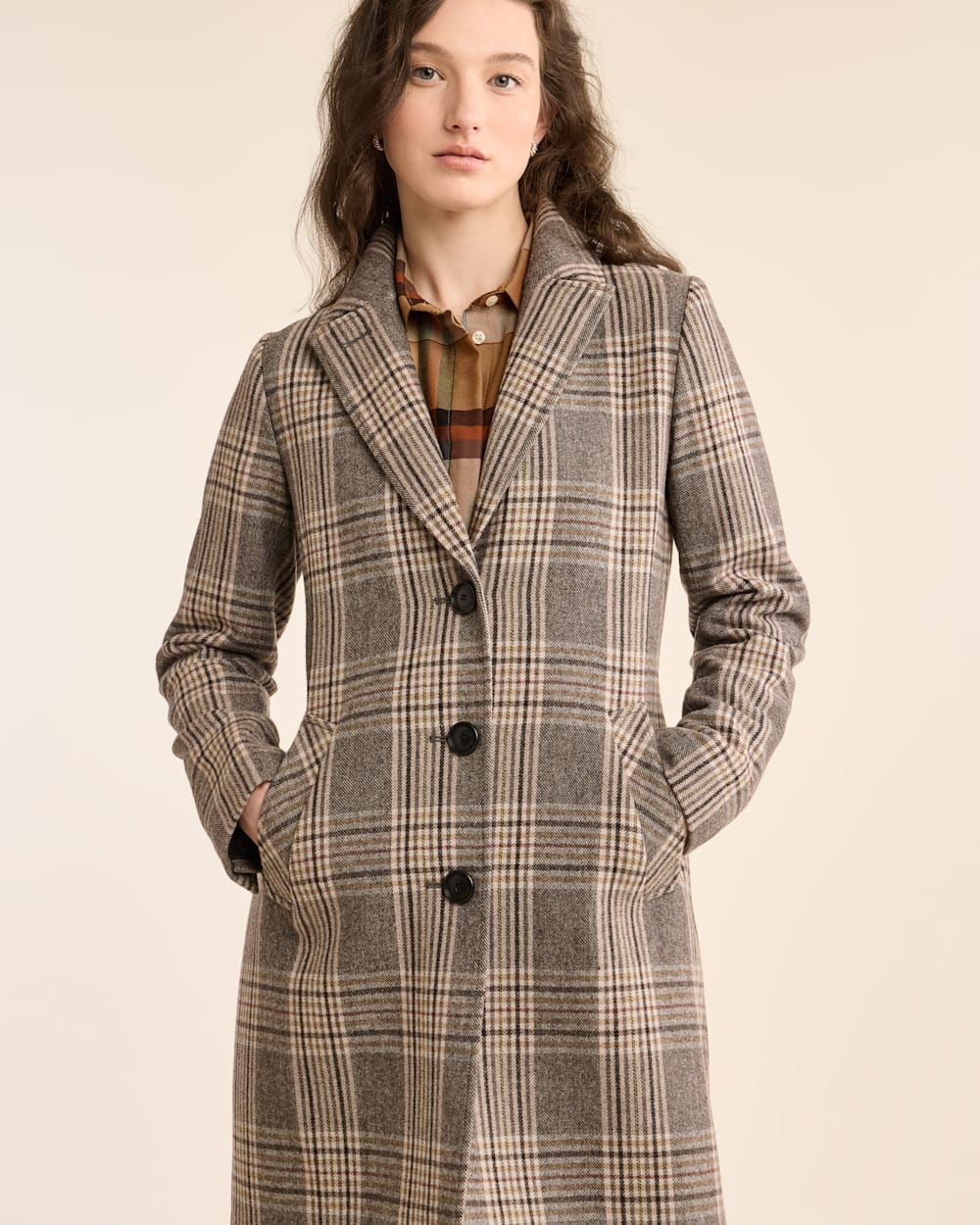 WOMEN'S PLAID LOMBARD WOOL WALKER COAT
