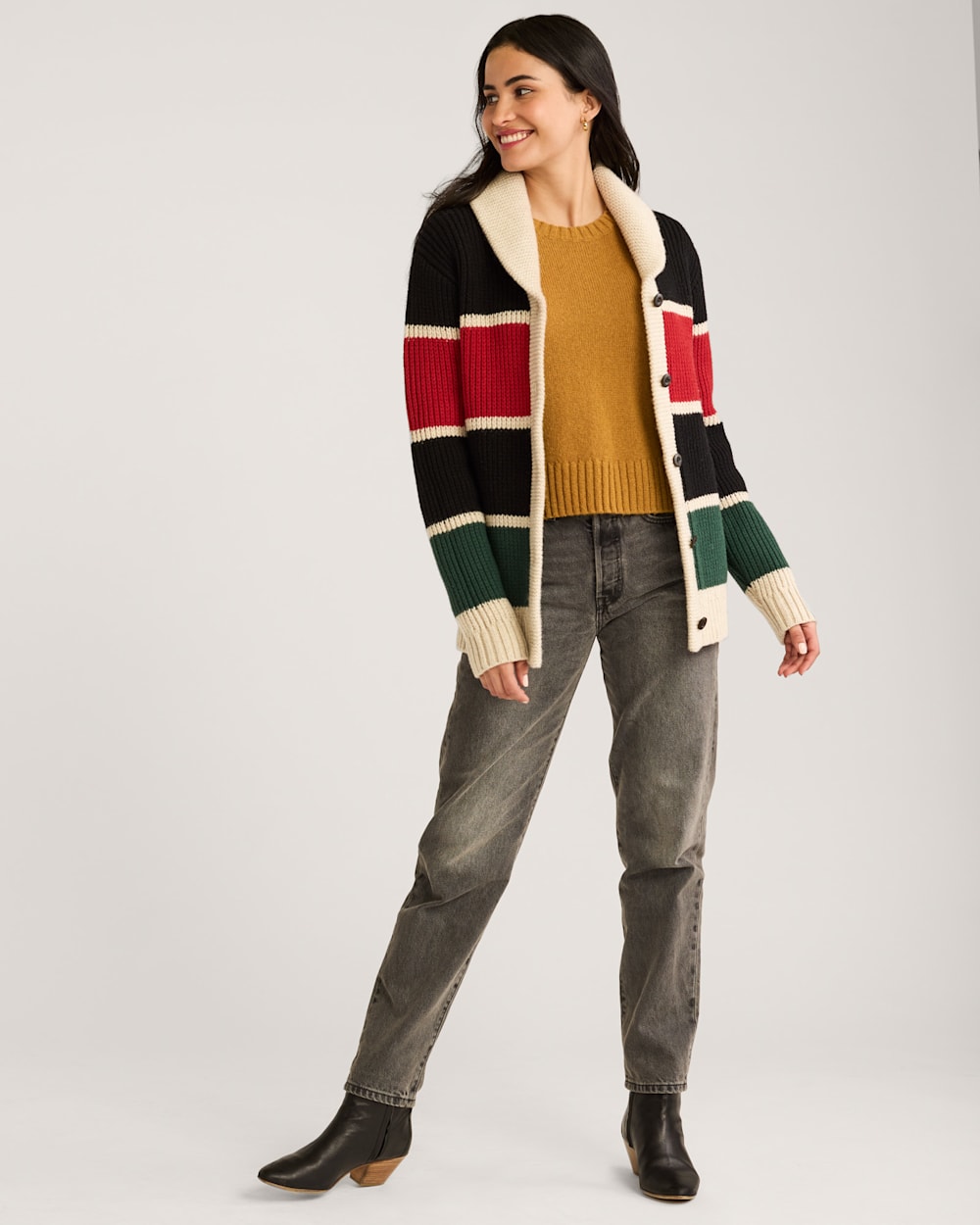 WOMEN'S RANGER STRIPE LAMBSWOOL CARDIGAN