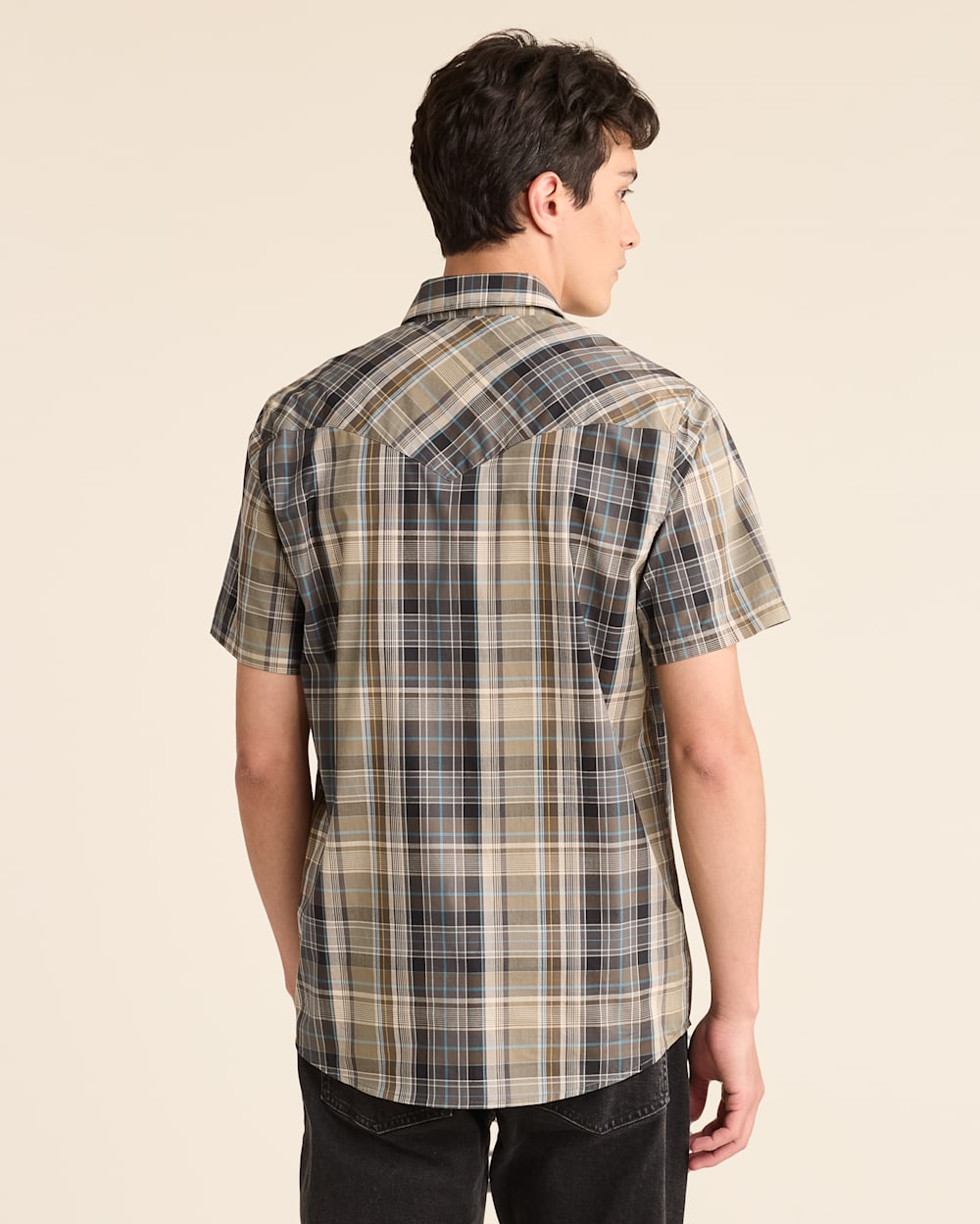MEN'S PLAID SHORT-SLEEVE BISHOP COTTON SHIRT