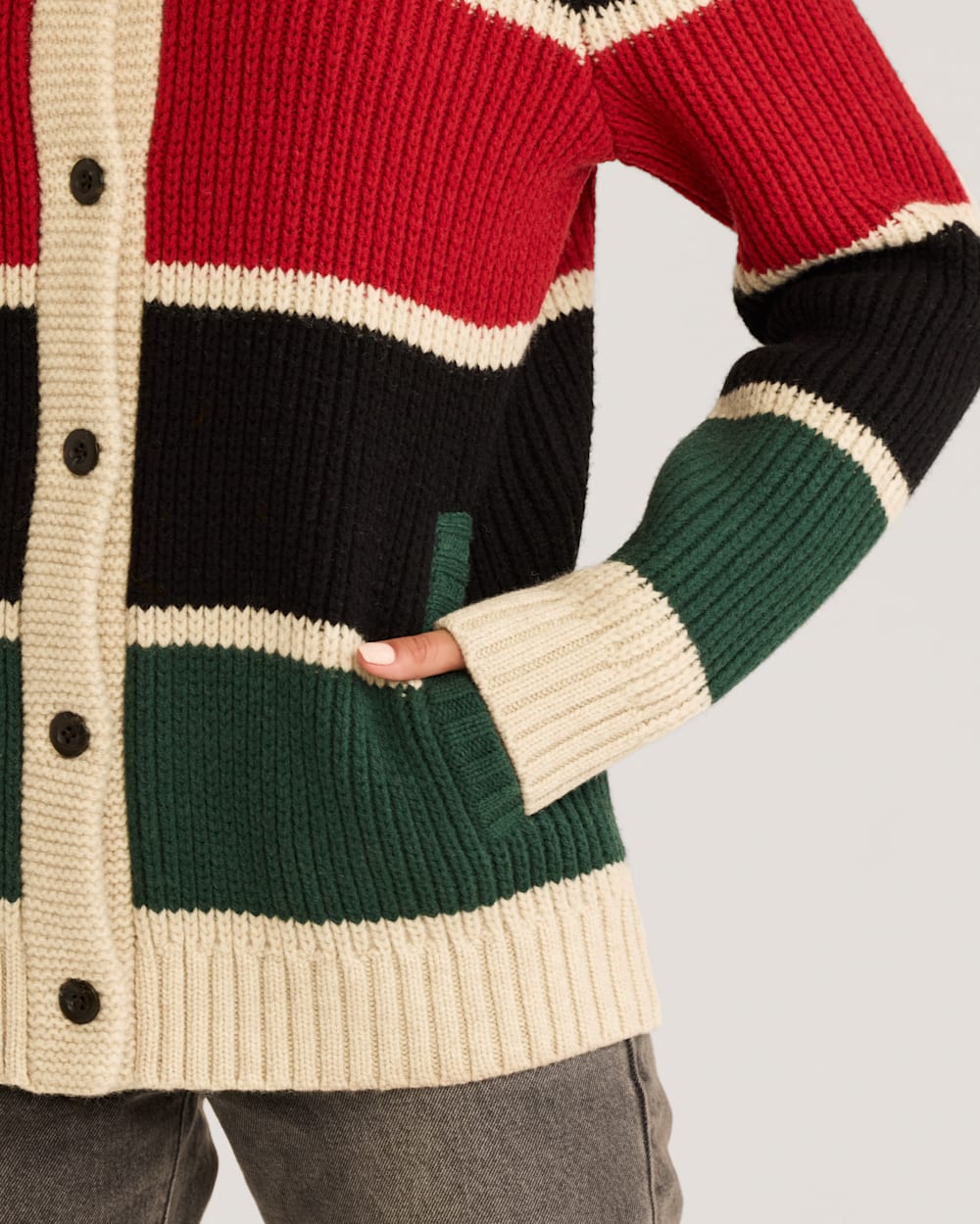 WOMEN'S RANGER STRIPE LAMBSWOOL CARDIGAN