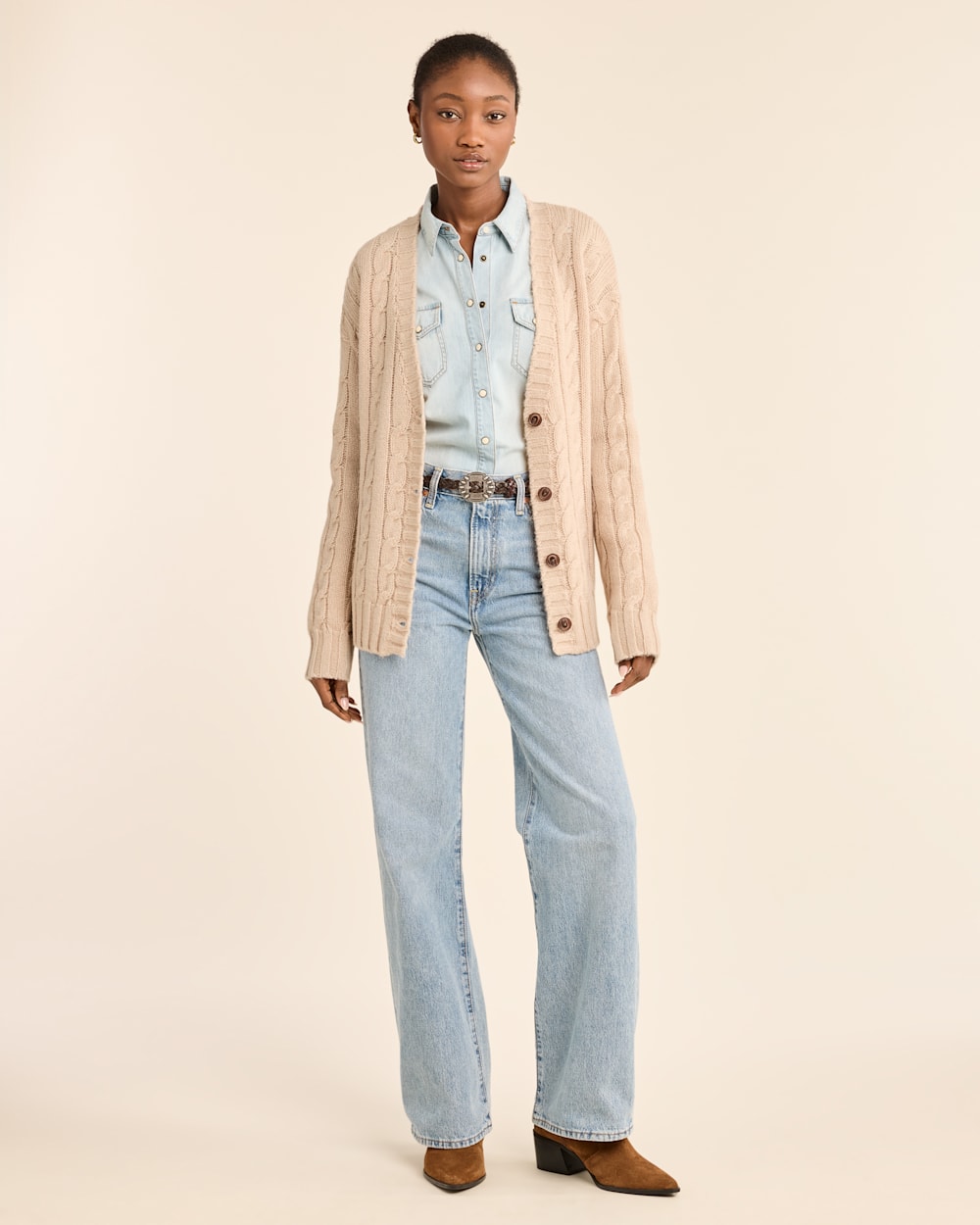 WOMEN'S SHETLAND COLLECTION FISHERMAN CARDIGAN