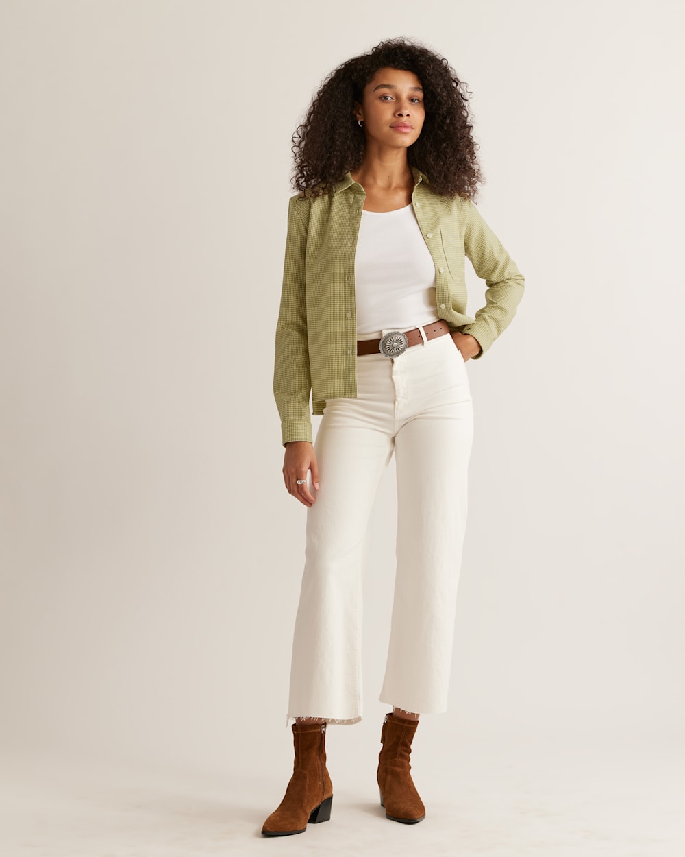 WOMEN'S CROPPED WOOL SHIRT