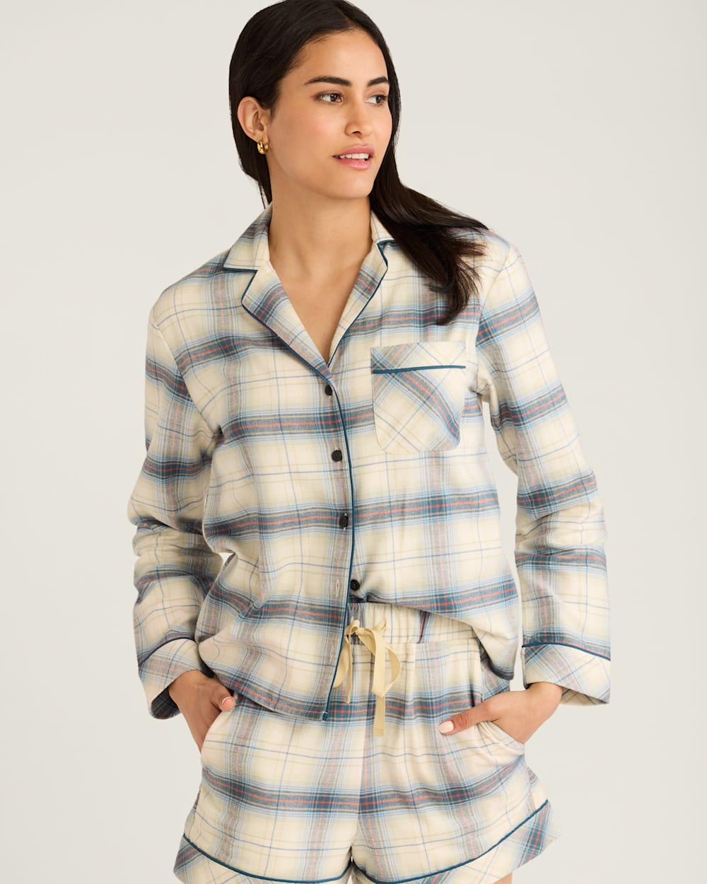 WOMEN'S PLAID FLANNEL PAJAMA SHORT SET