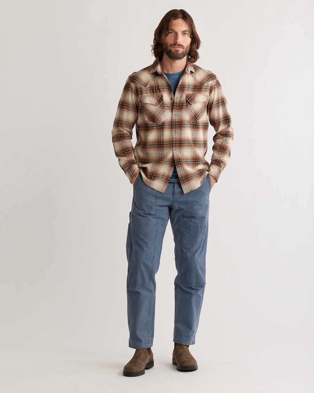 MEN'S PLAID WYATT SNAP-FRONT COTTON SHIRT