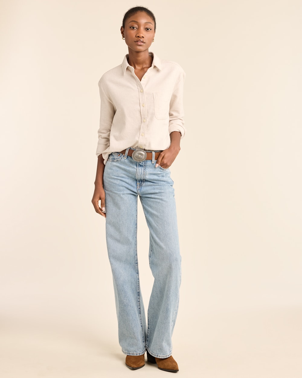 WOMEN'S BOYFRIEND DOUBLE-BRUSHED FLANNEL SHIRT