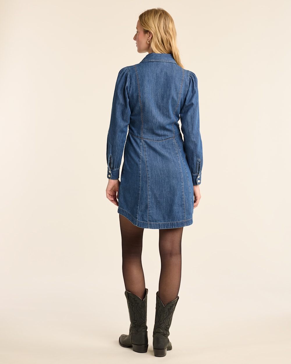 WOMEN'S BUTTON-FRONT CHAMBRAY DRESS