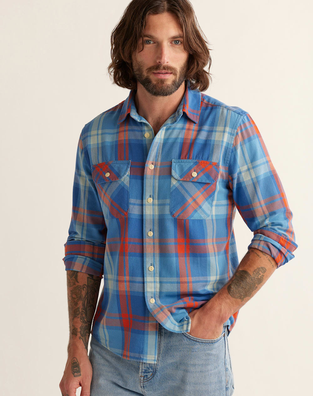 MEN'S PLAID BEACH SHACK COTTON SHIRT