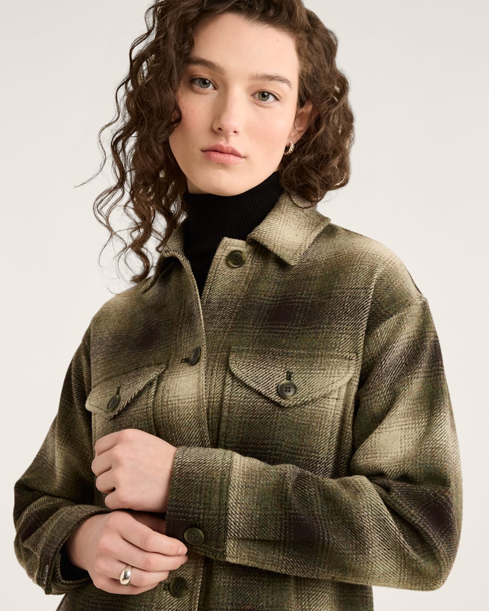WOMEN'S PLAID WOOL SHIRT JACKET