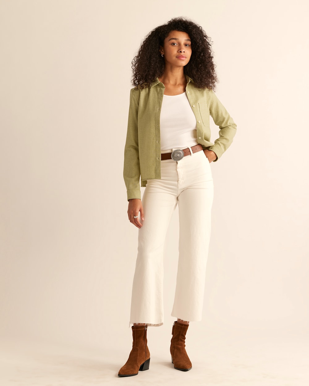 WOMEN'S CROPPED WOOL SHIRT
