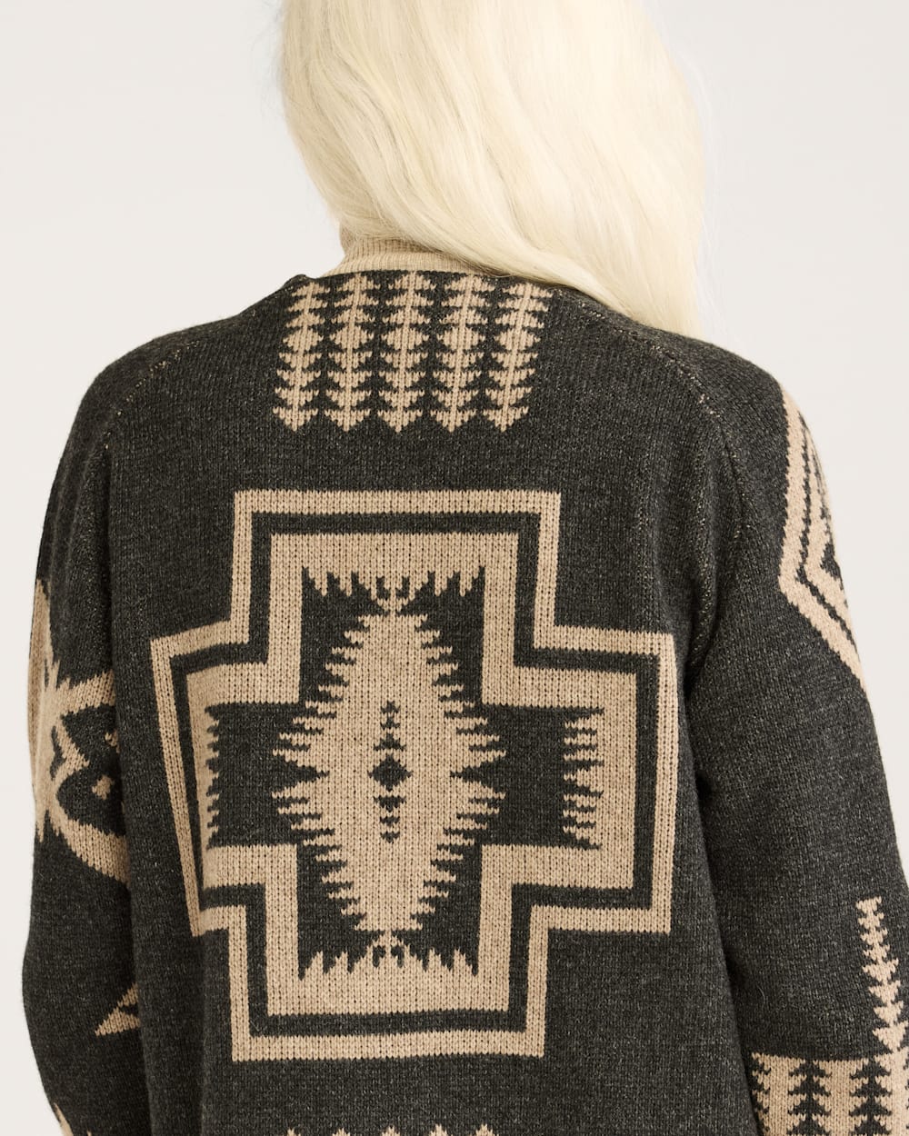 WOMEN'S LAMBSWOOL MIXED GRAPHIC CARDIGAN