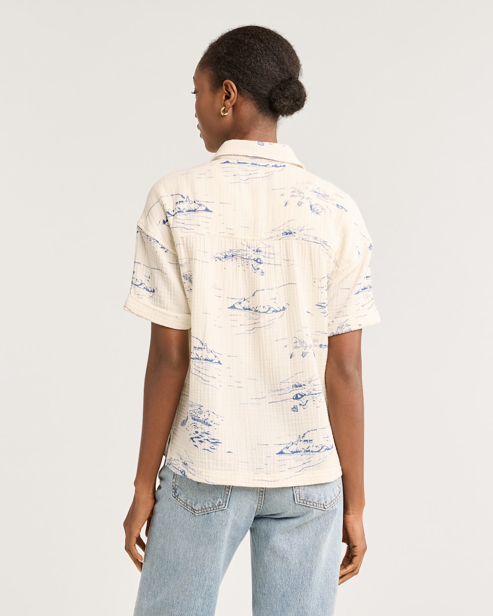 WOMEN'S BUTTON-UP COTTON GAUZE SHIRT