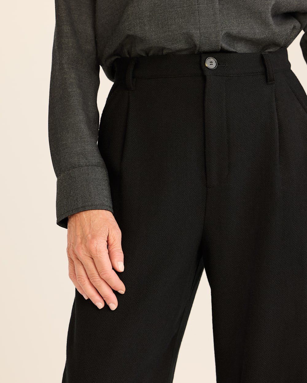 WOMEN'S HERRINGBONE WOOL TROUSERS