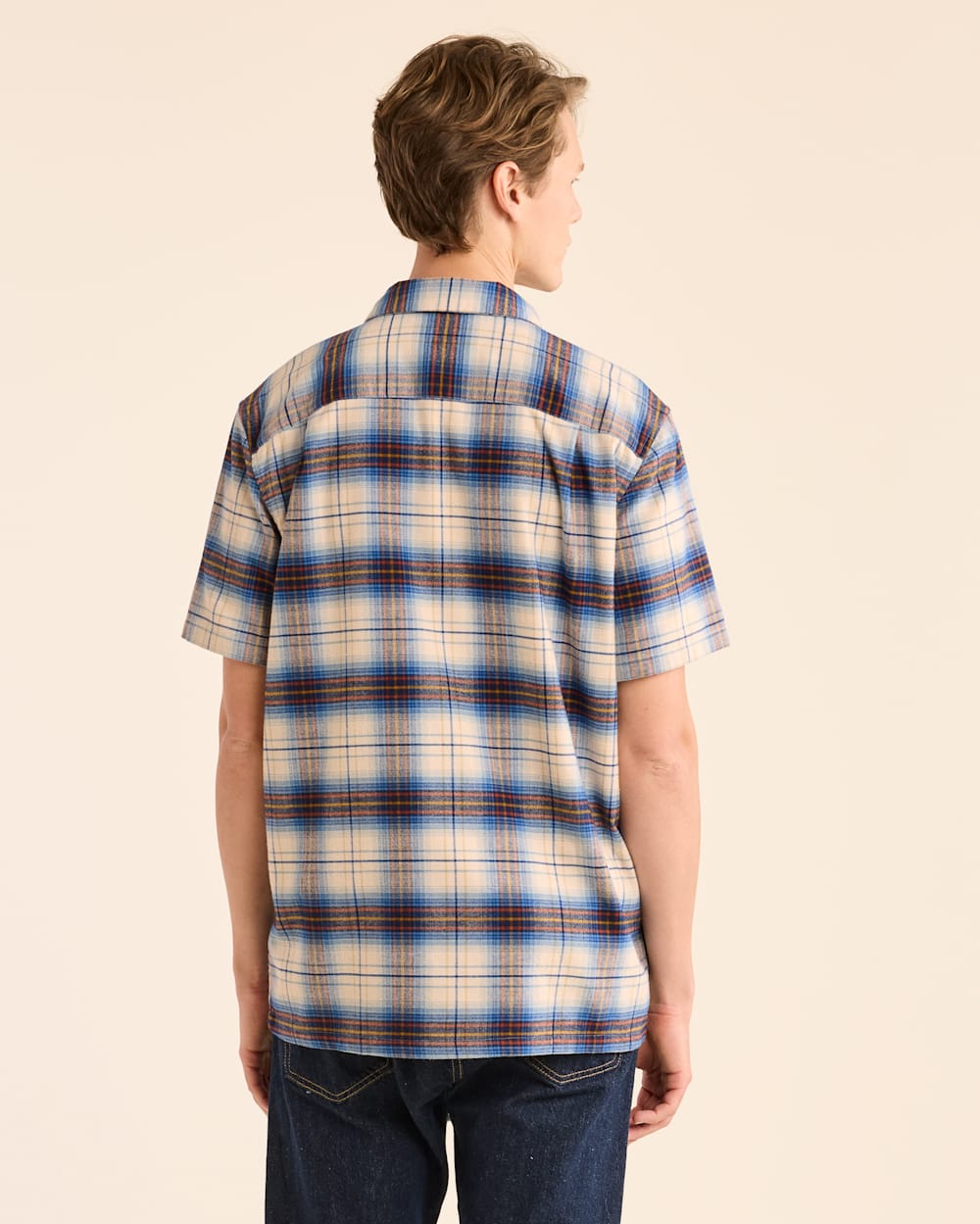 MEN'S SHORT-SLEEVE PLAID COTTON BOARD SHIRT