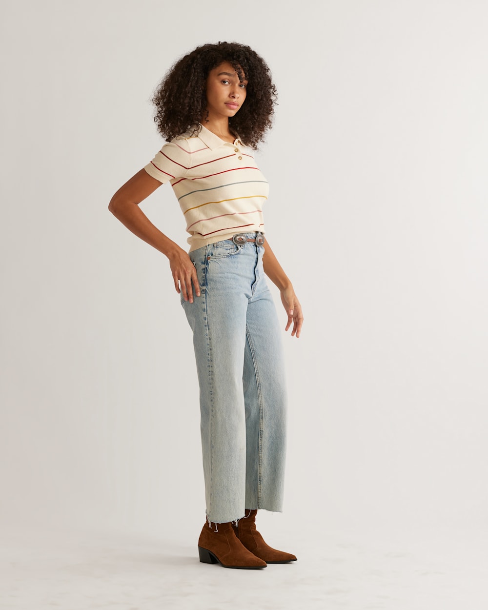 WOMEN'S COTTON/CASHMERE POLO SWEATER