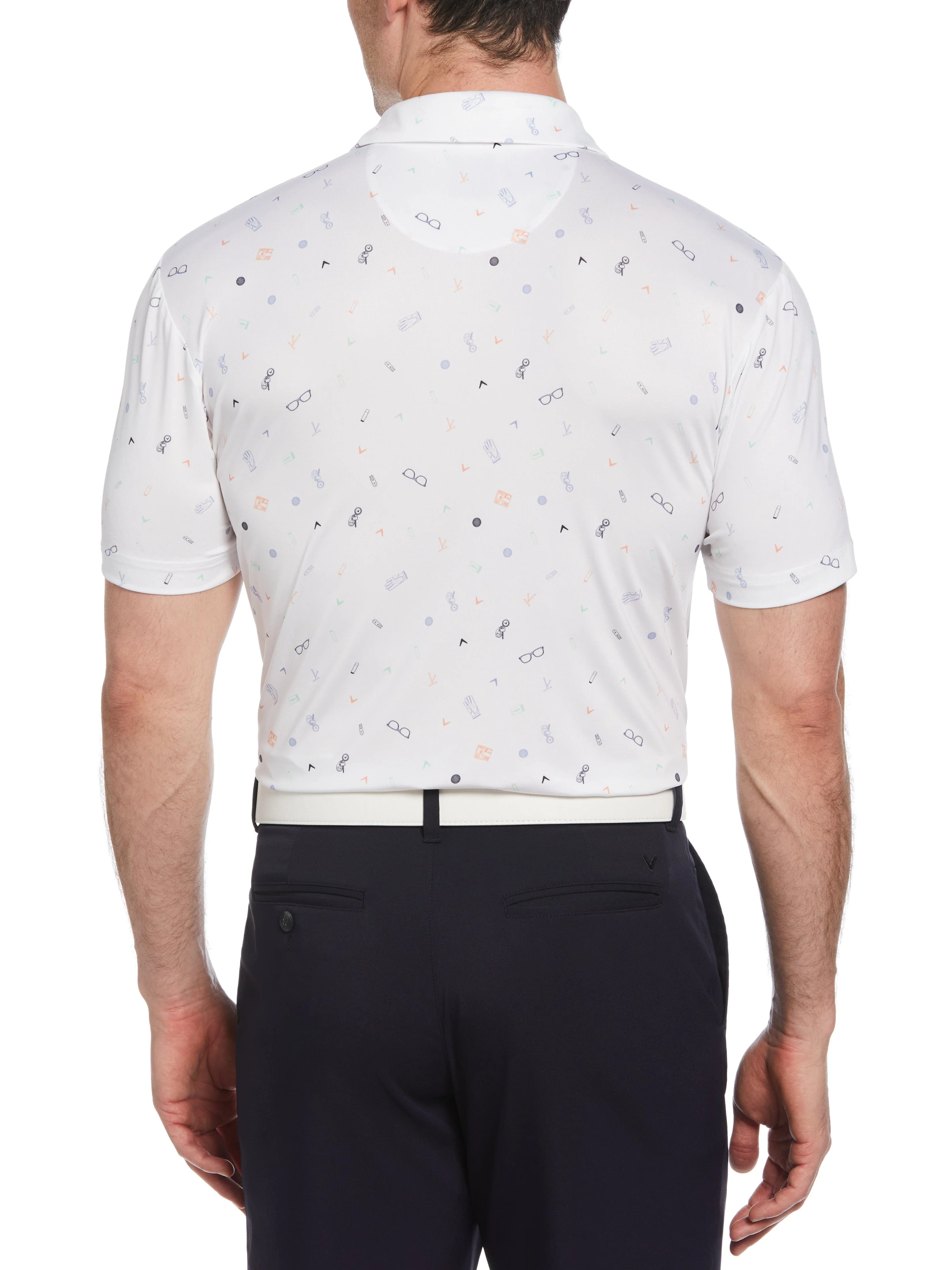 Mens Golf Bag Essentials Print Golf Polo