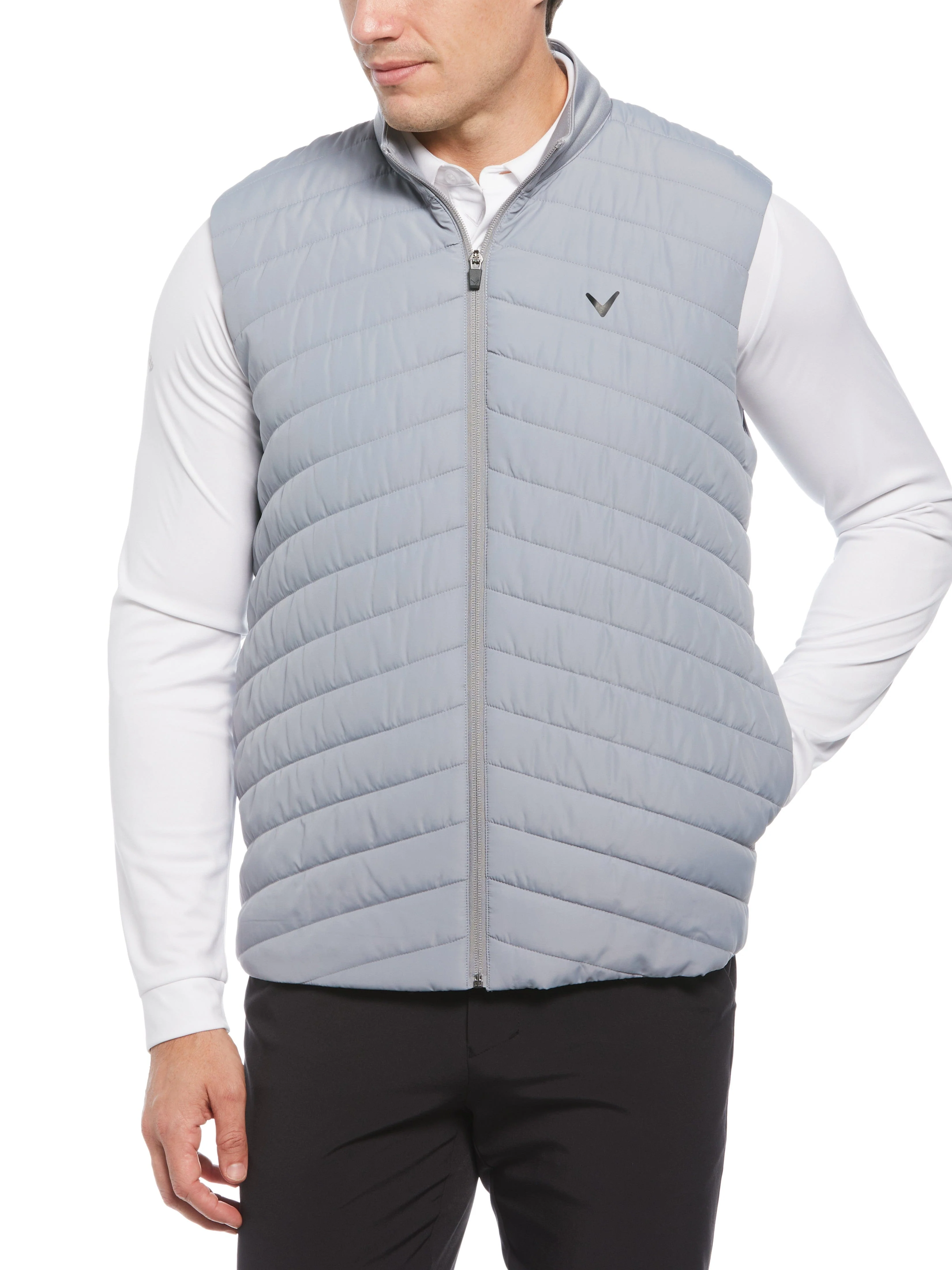 Mens Quilted Full Zip Puffer Golf Vest