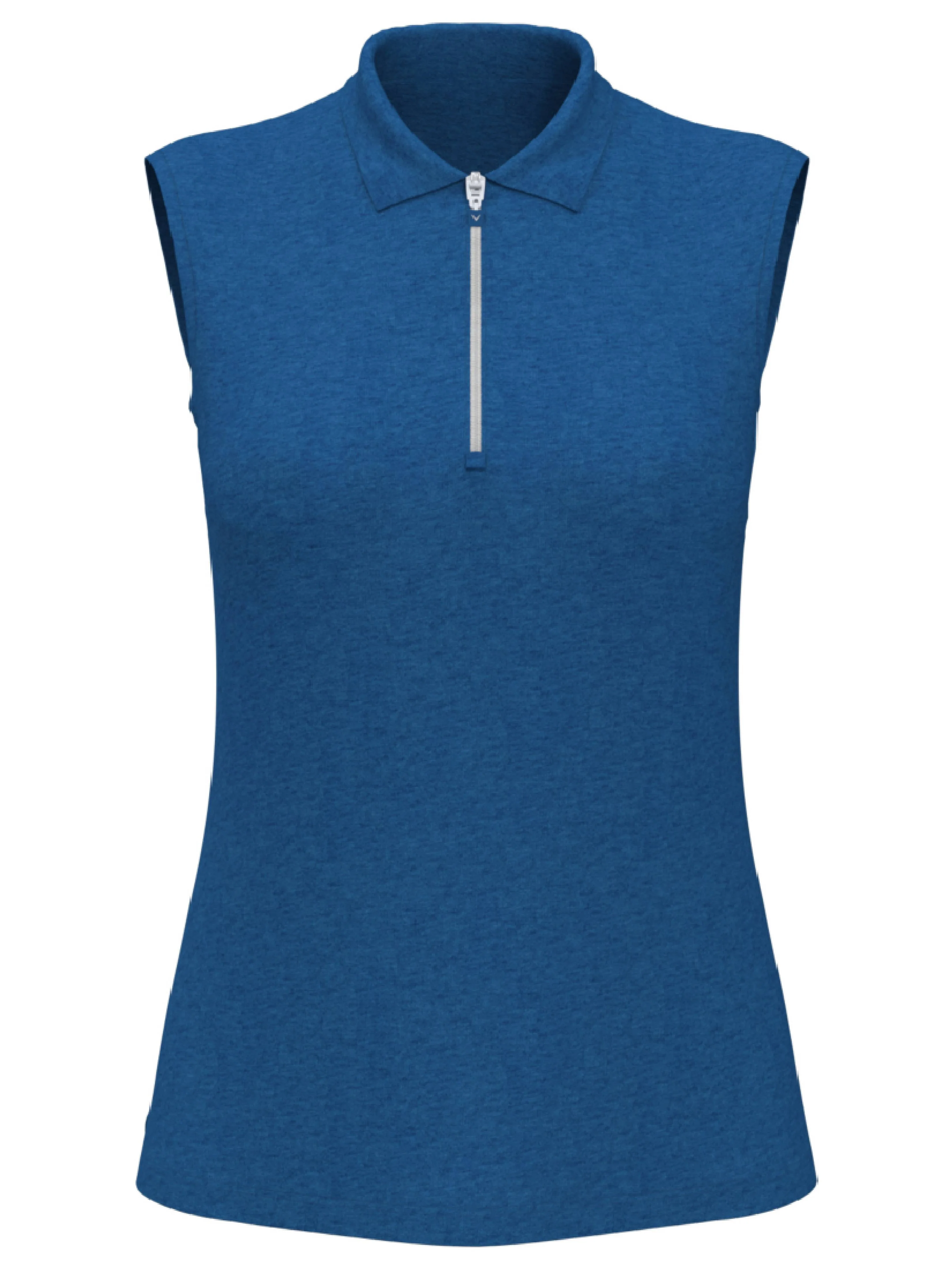 Womens Quarter Zip Heather Sleeveless Golf Polo