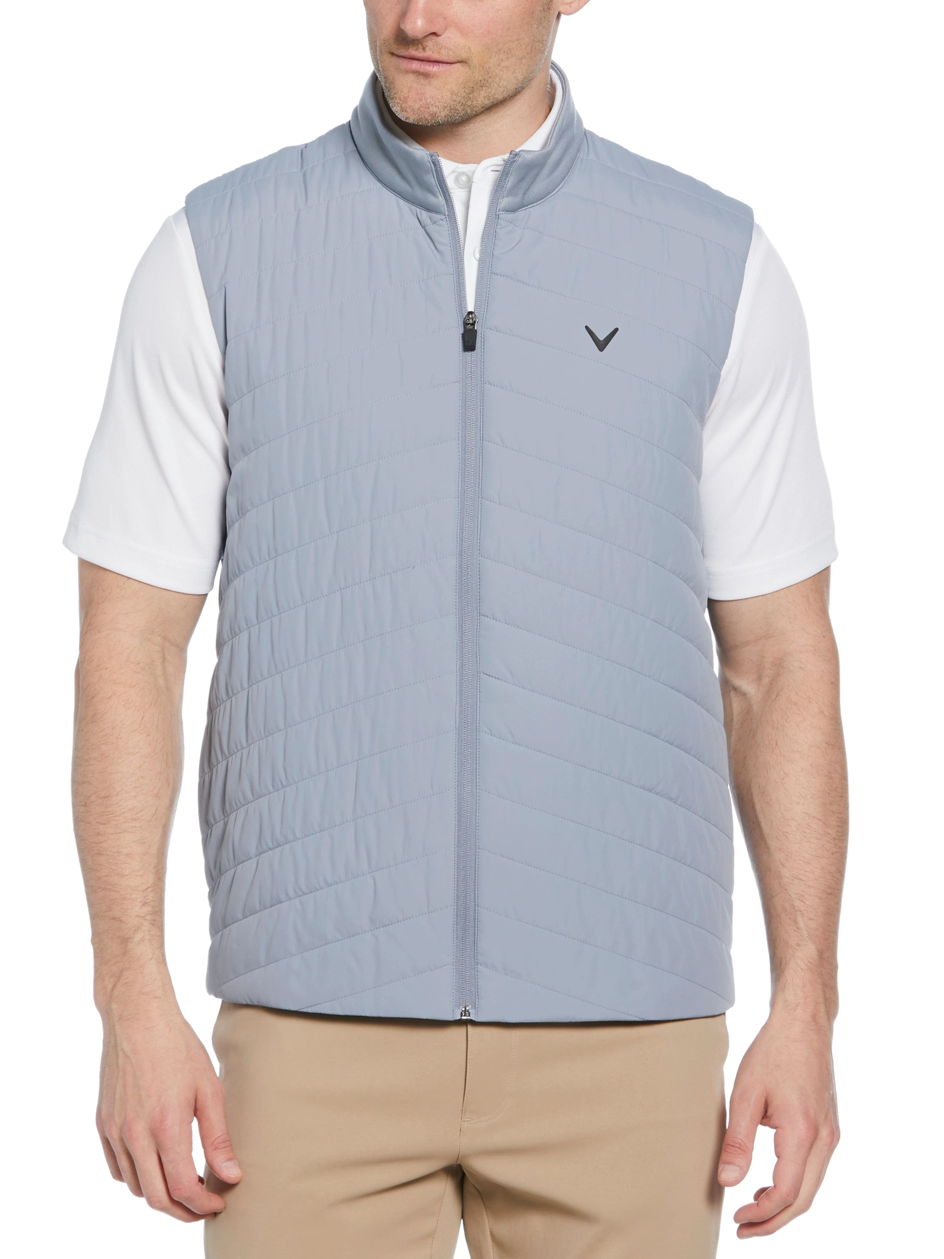 Mens Quilted Puffer Full Zip Golf Vest