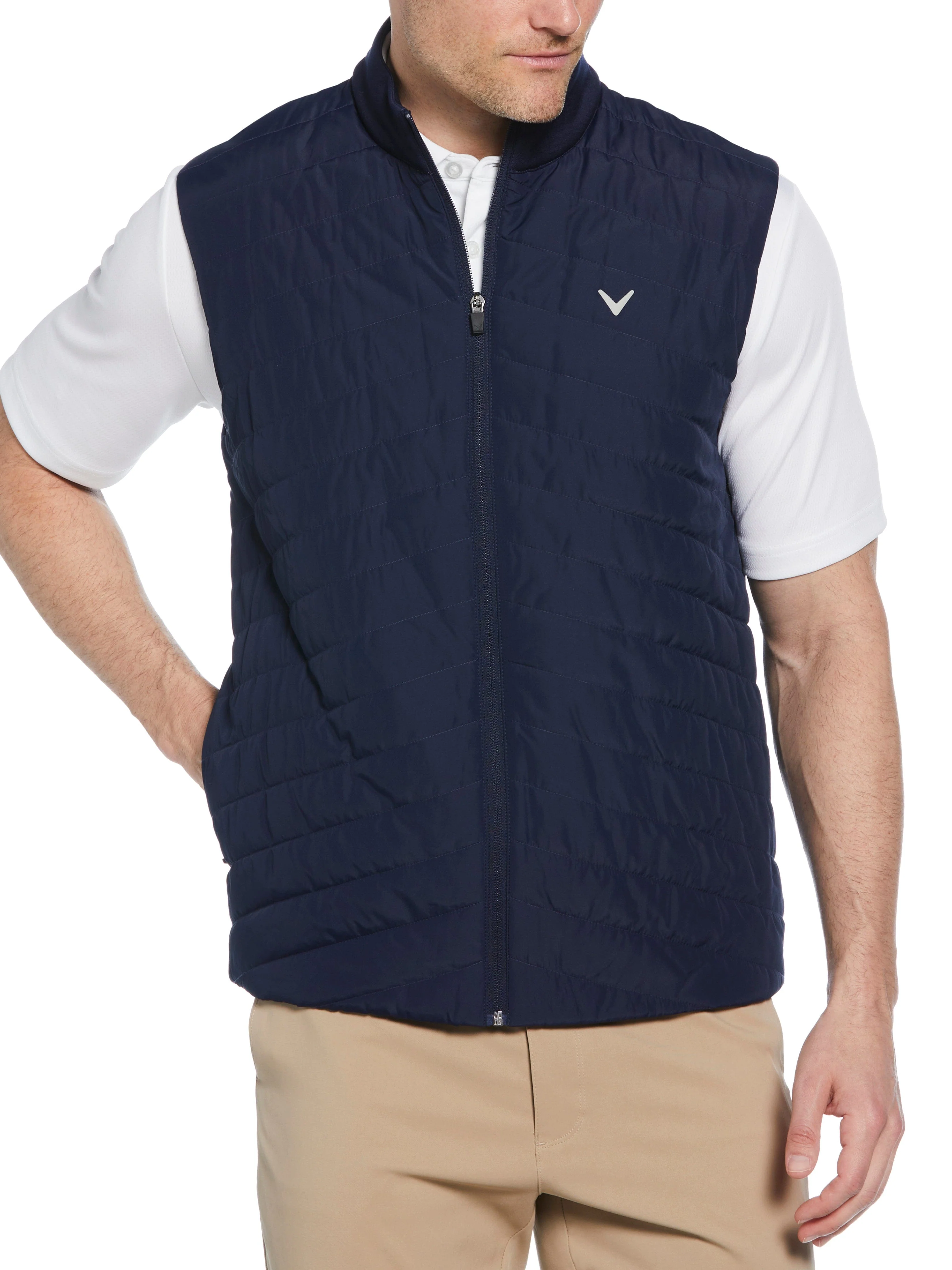 Mens Quilted Puffer Full Zip Golf Vest
