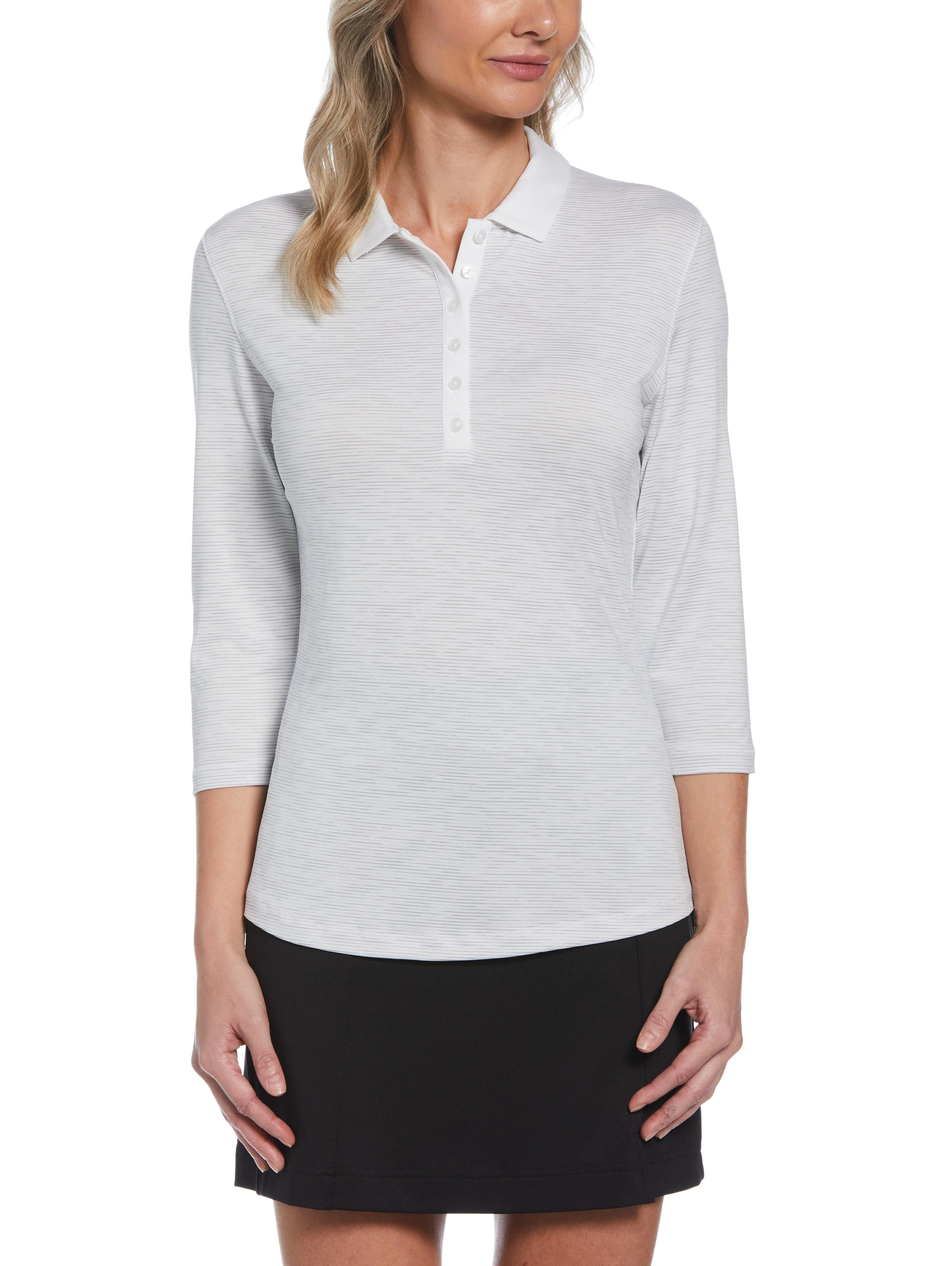 Womens Swing Tech 3/4 Sleeve Space Dye Golf Polo