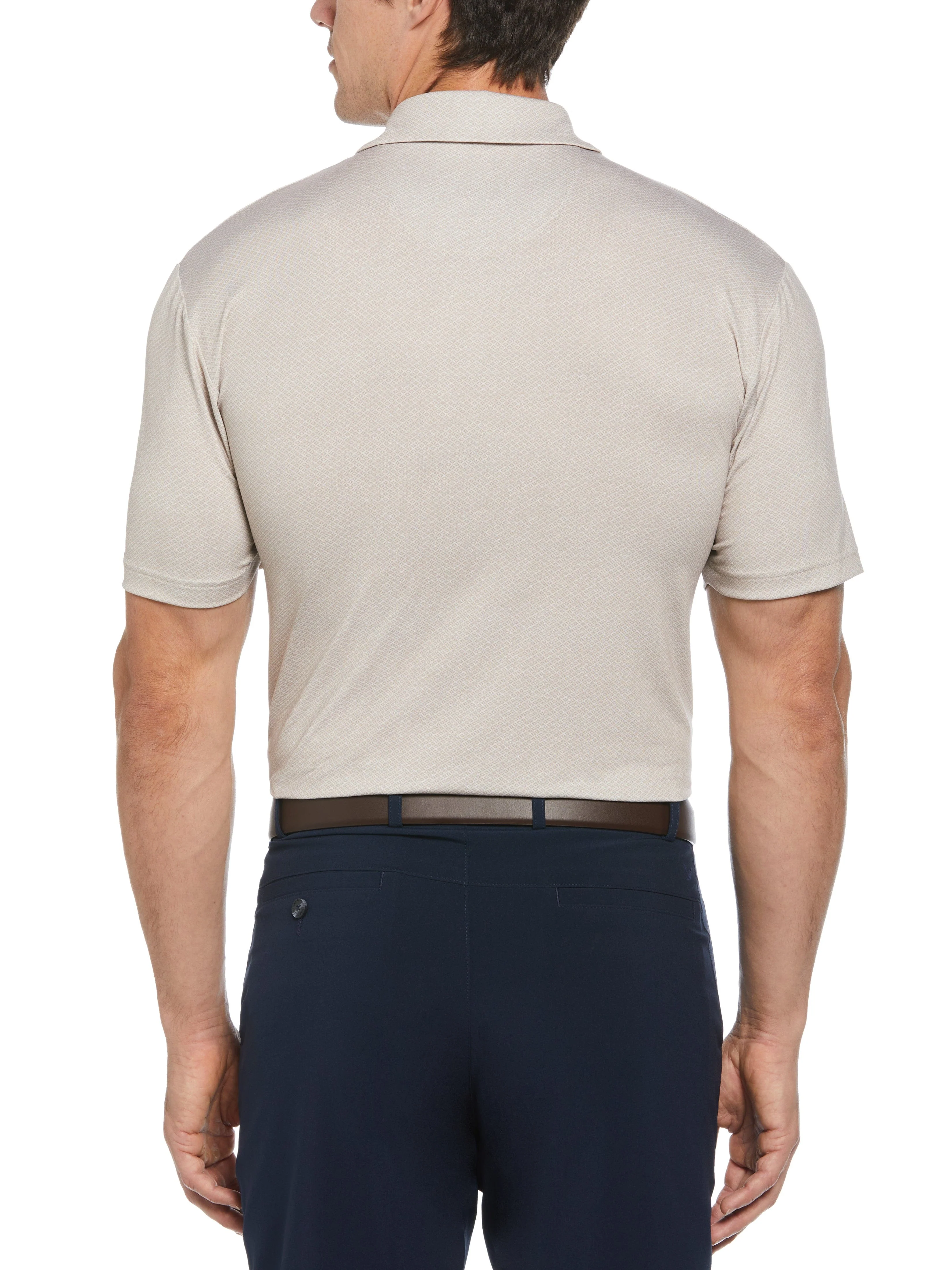 Mens Heather Geo Print Golf Polo