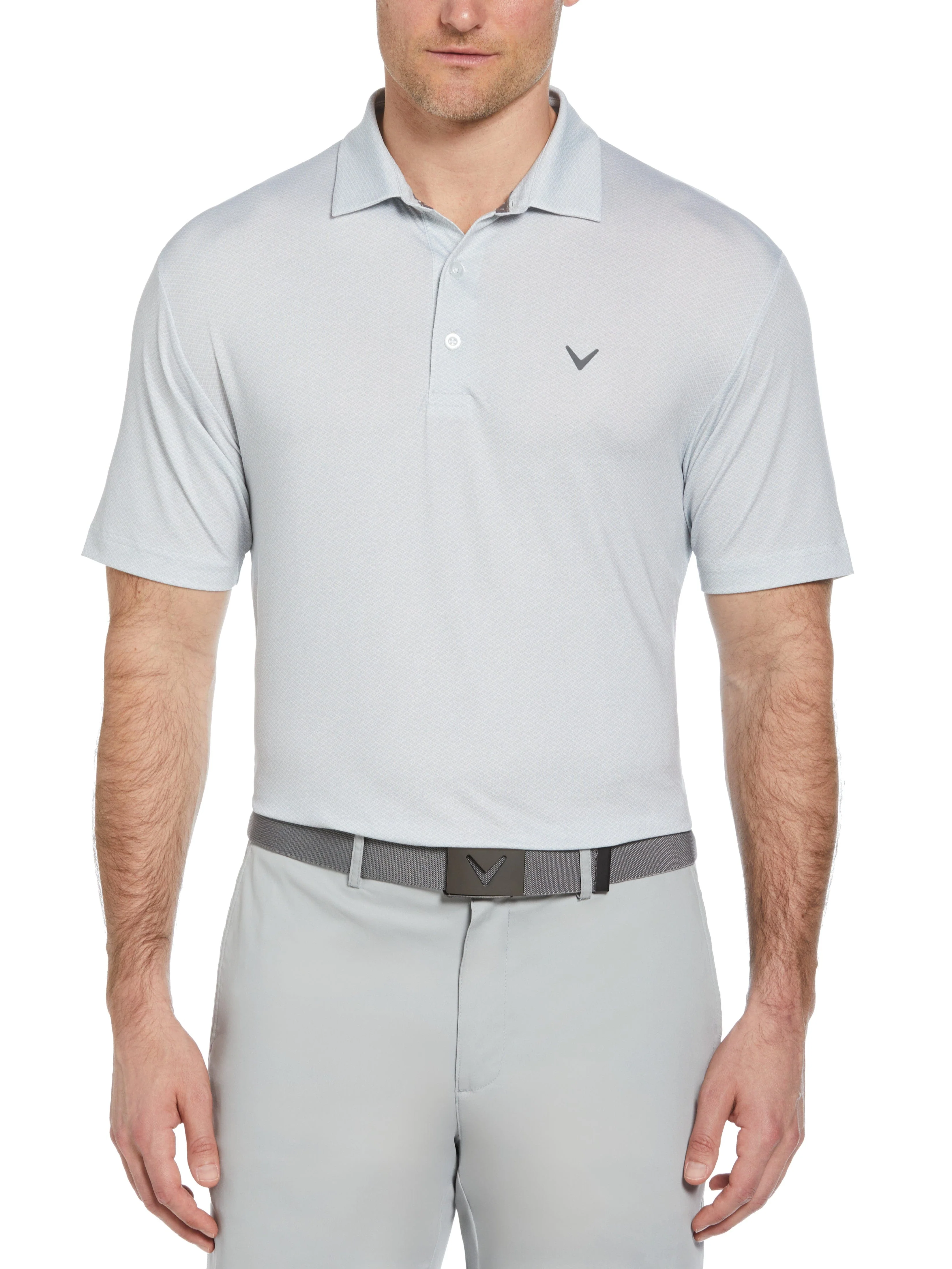 Big & Tall Heather Geo Print Golf Polo