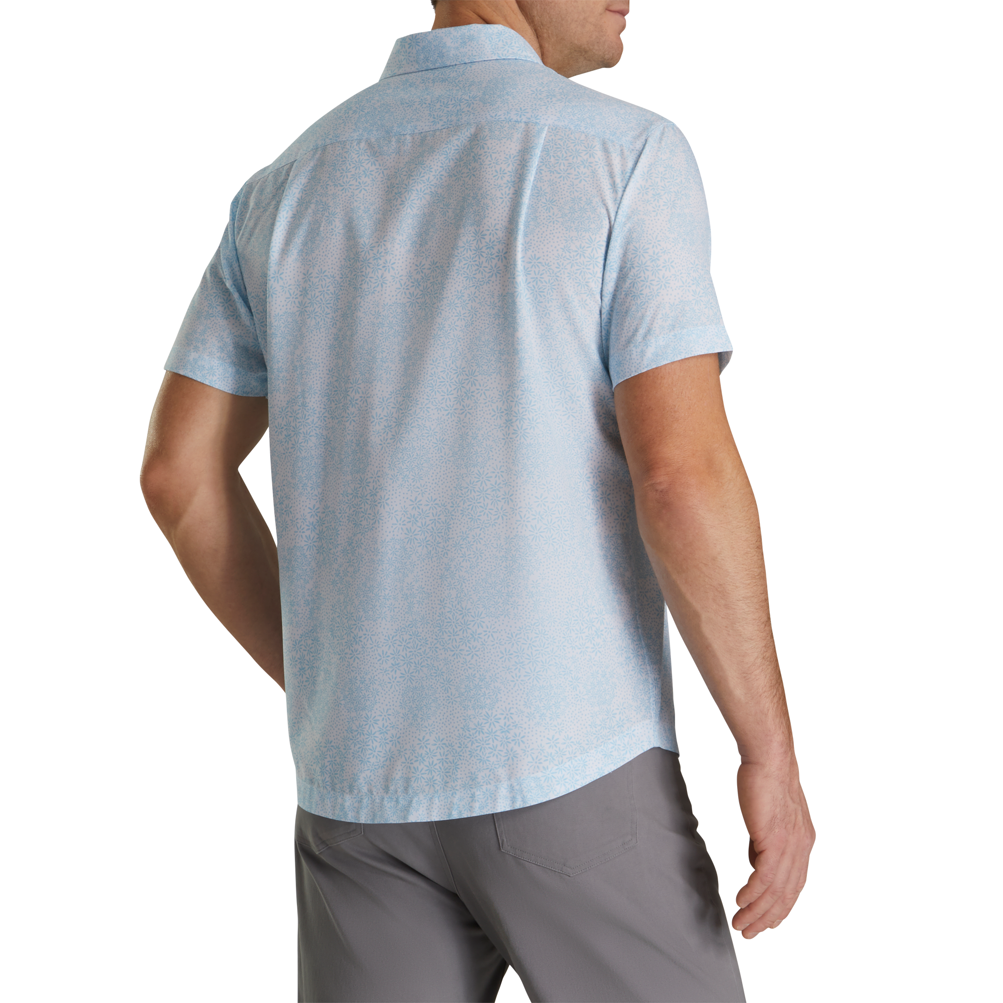 Micro-Floral Short Sleeve Performance Woven-Previous Season Style