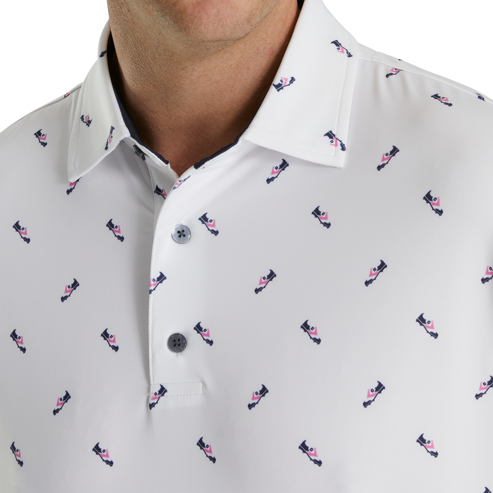 Shoe Print Lisle Self Collar-Previous Season Style