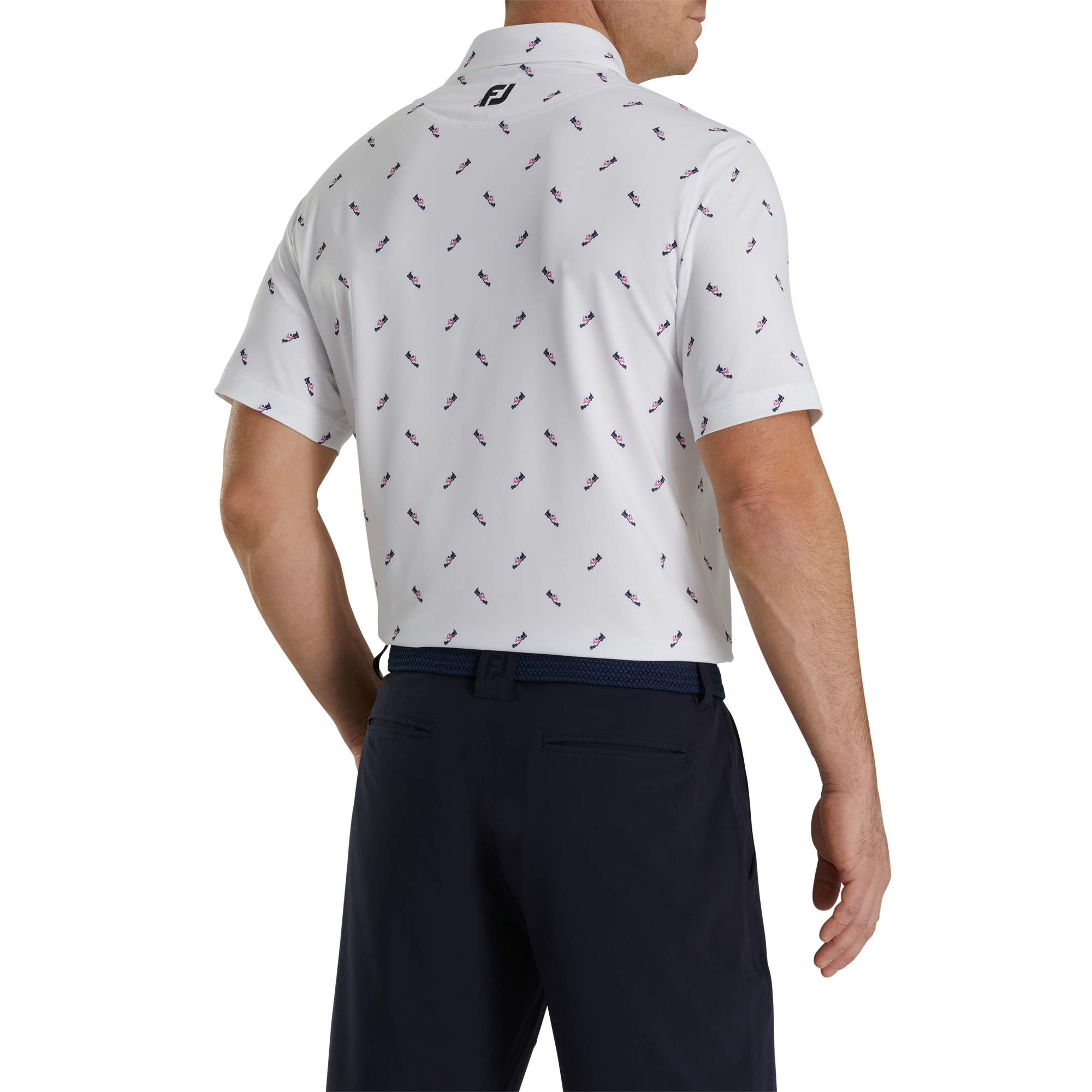 Shoe Print Lisle Self Collar-Previous Season Style