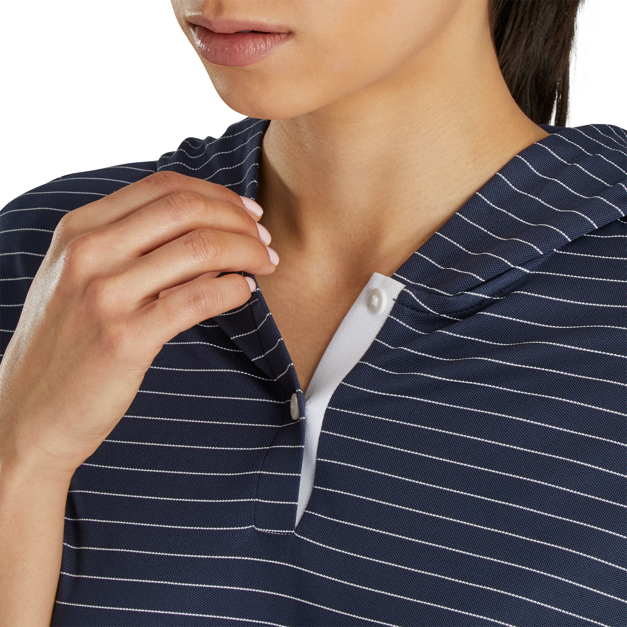 3/4 Sleeve Pinstripe Hoodie Women-Previous Season Style