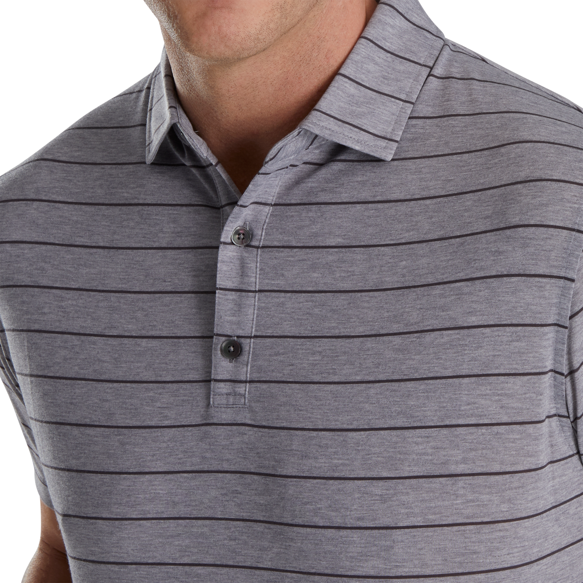 Athletic Fit Open Stripe Jersey Self Collar-Previous Season Style