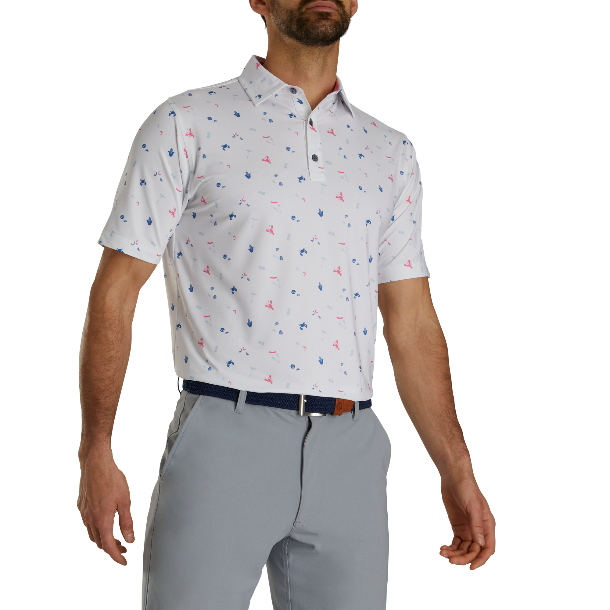 Clam Bake Print Lisle Self Collar-Previous Season Style