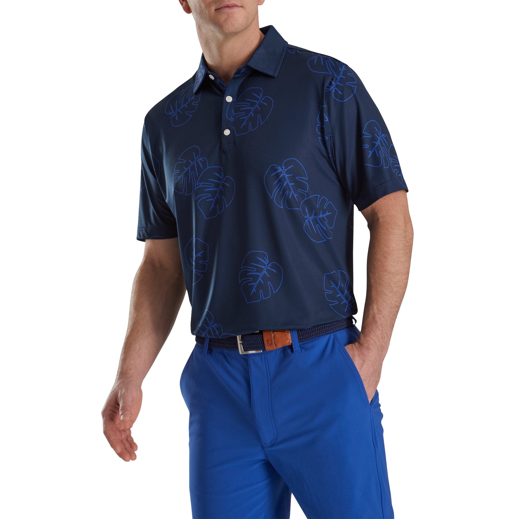Jungle Leaf Print Lisle Self Collar-Previous Season Style