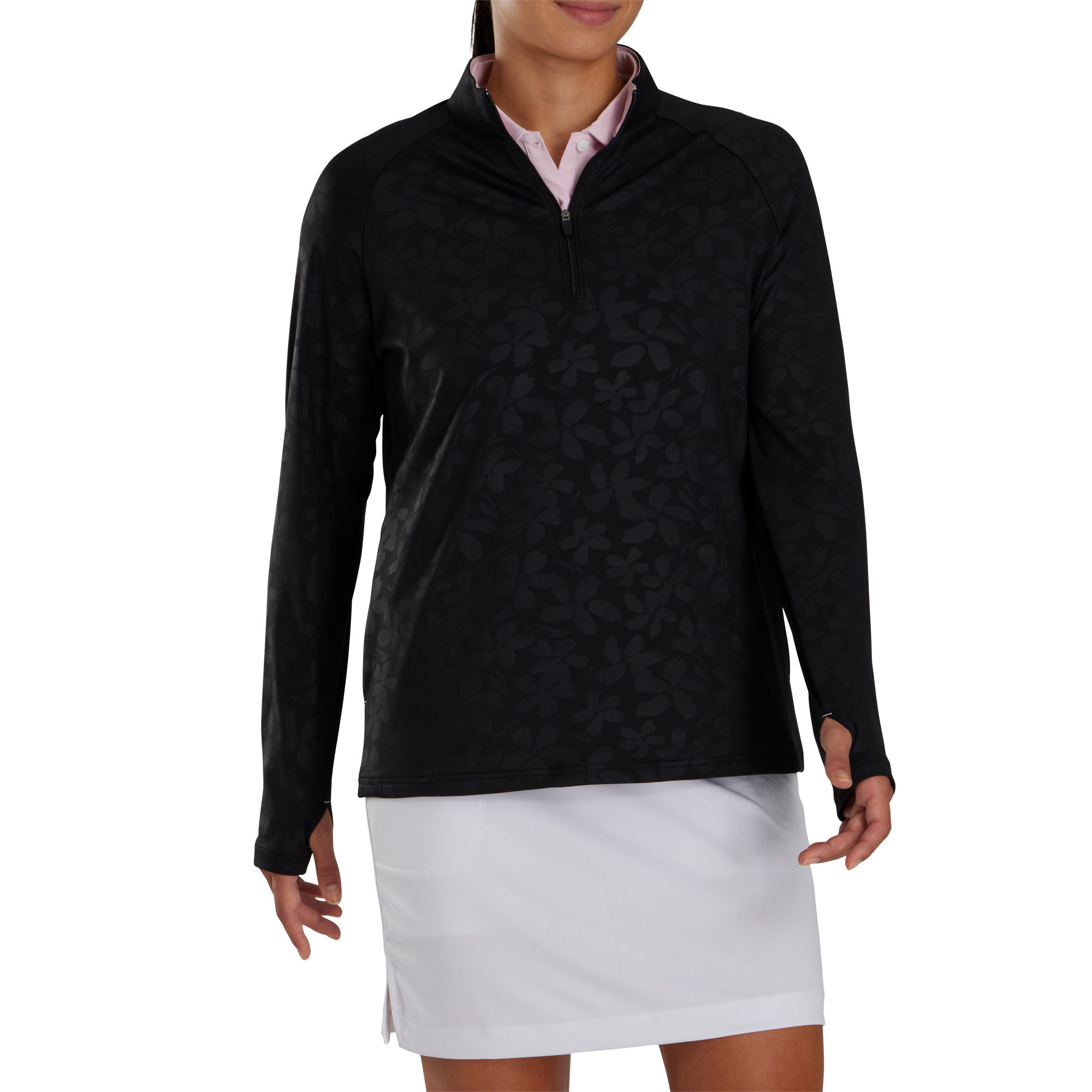 Embossed Quarter-Zip Mid-Layer Women