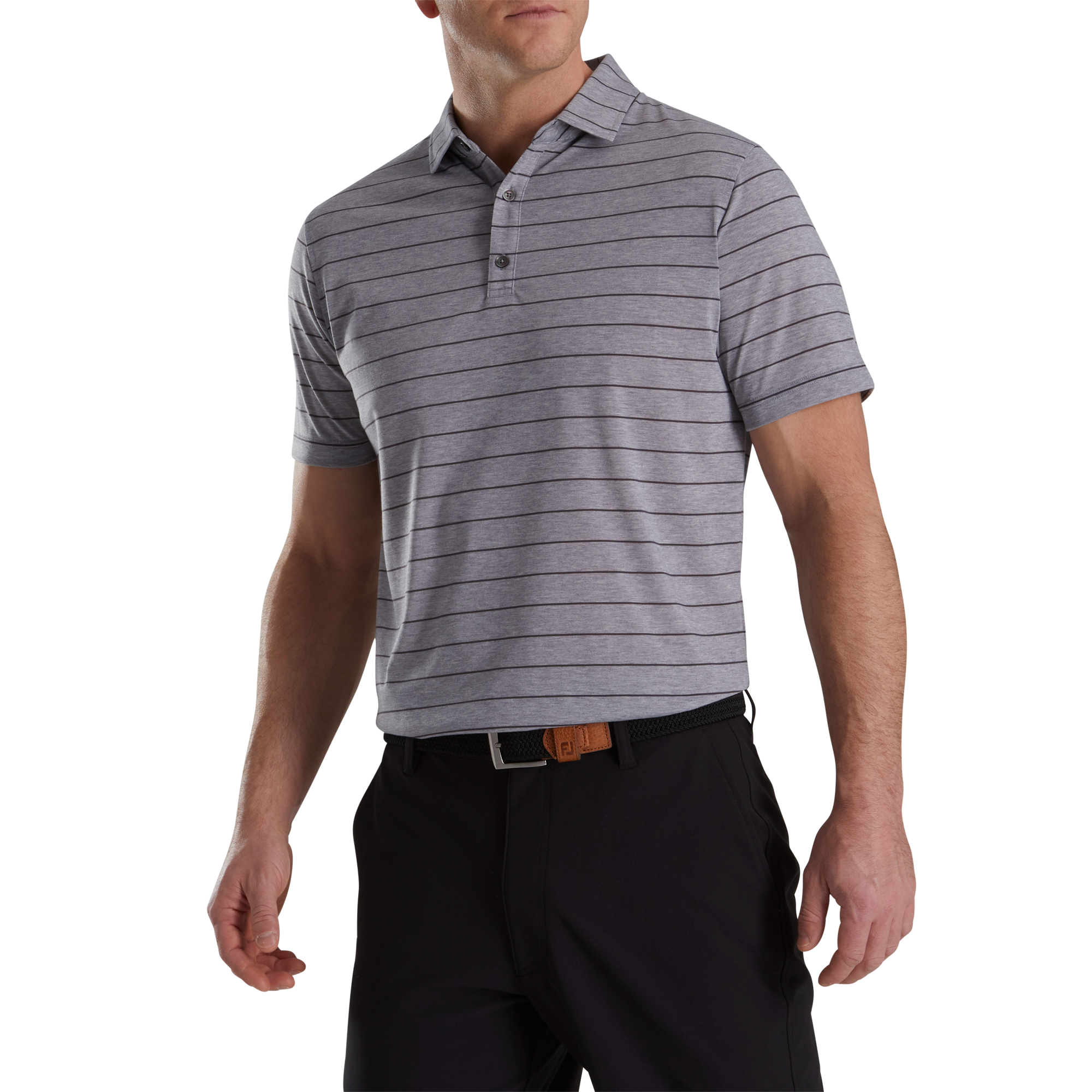 Athletic Fit Open Stripe Jersey Self Collar-Previous Season Style