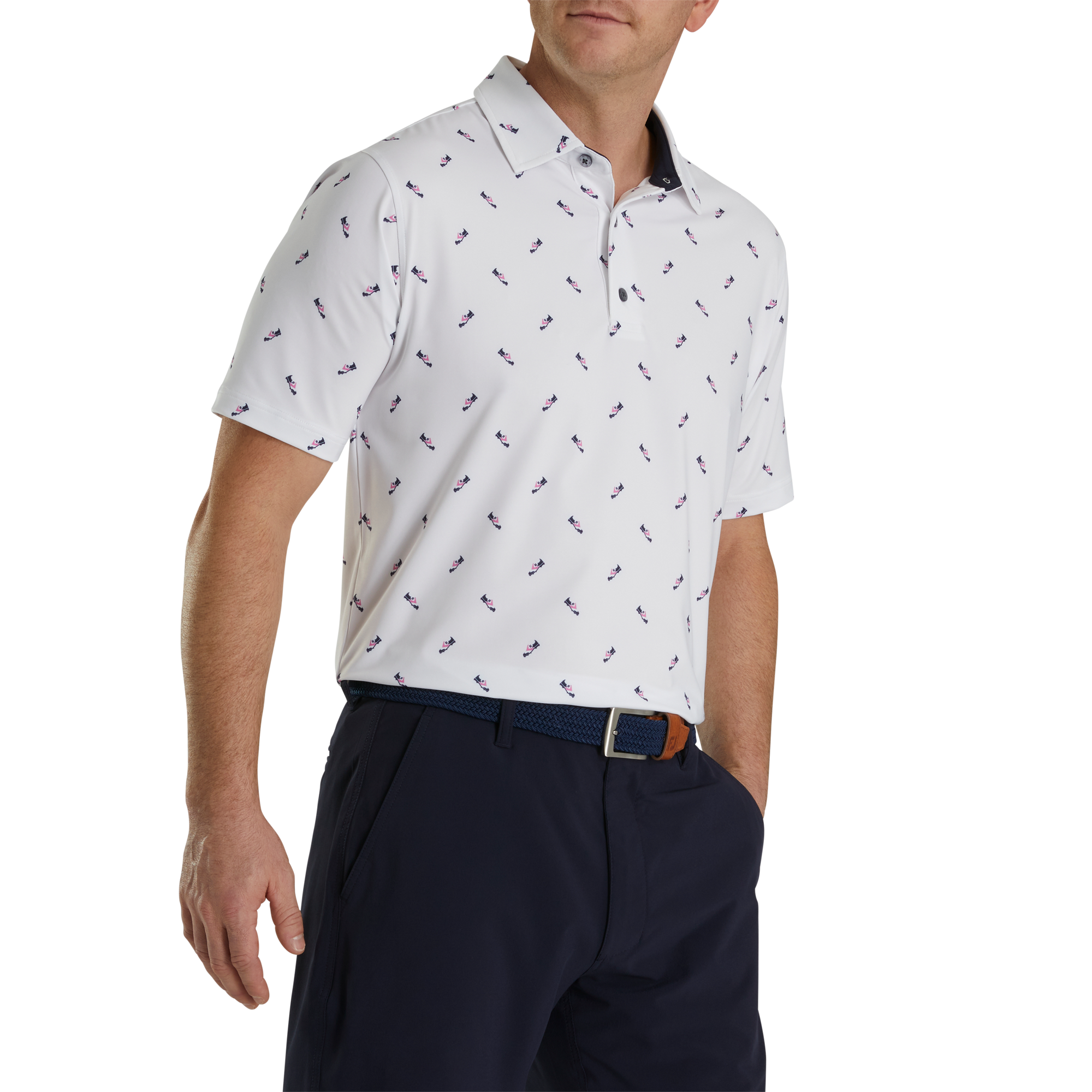 Shoe Print Lisle Self Collar-Previous Season Style