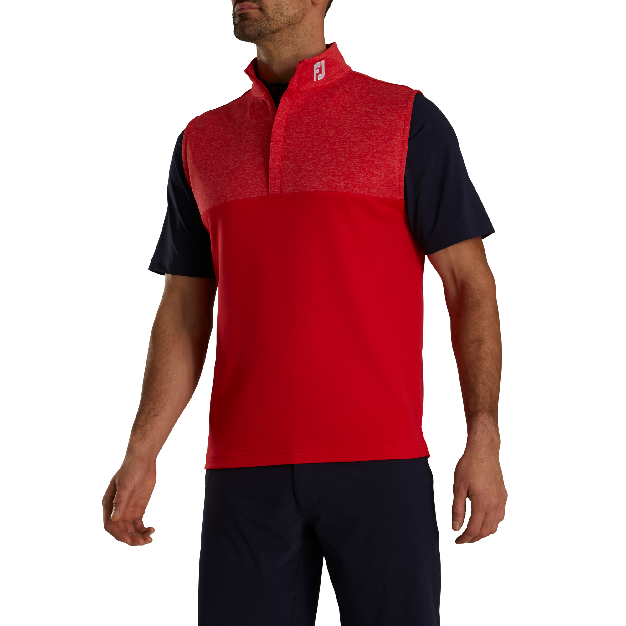 Heather Yoke Half-Zip Vest - FJ Tour Collar
