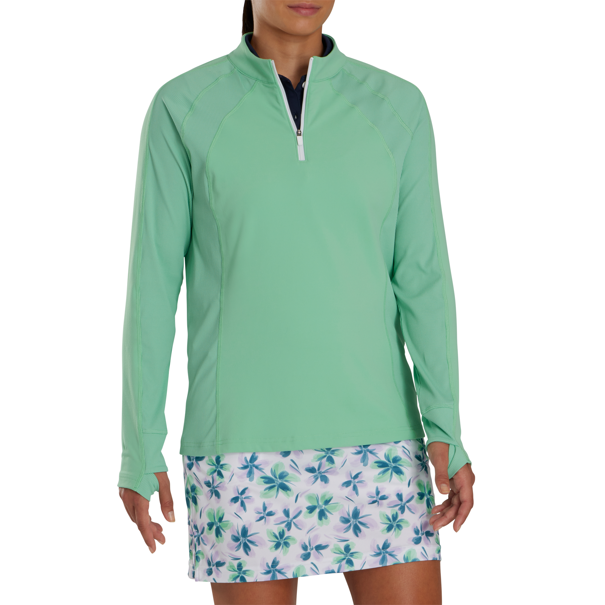 Quarter-Zip Rib Block Mid-Layer Women