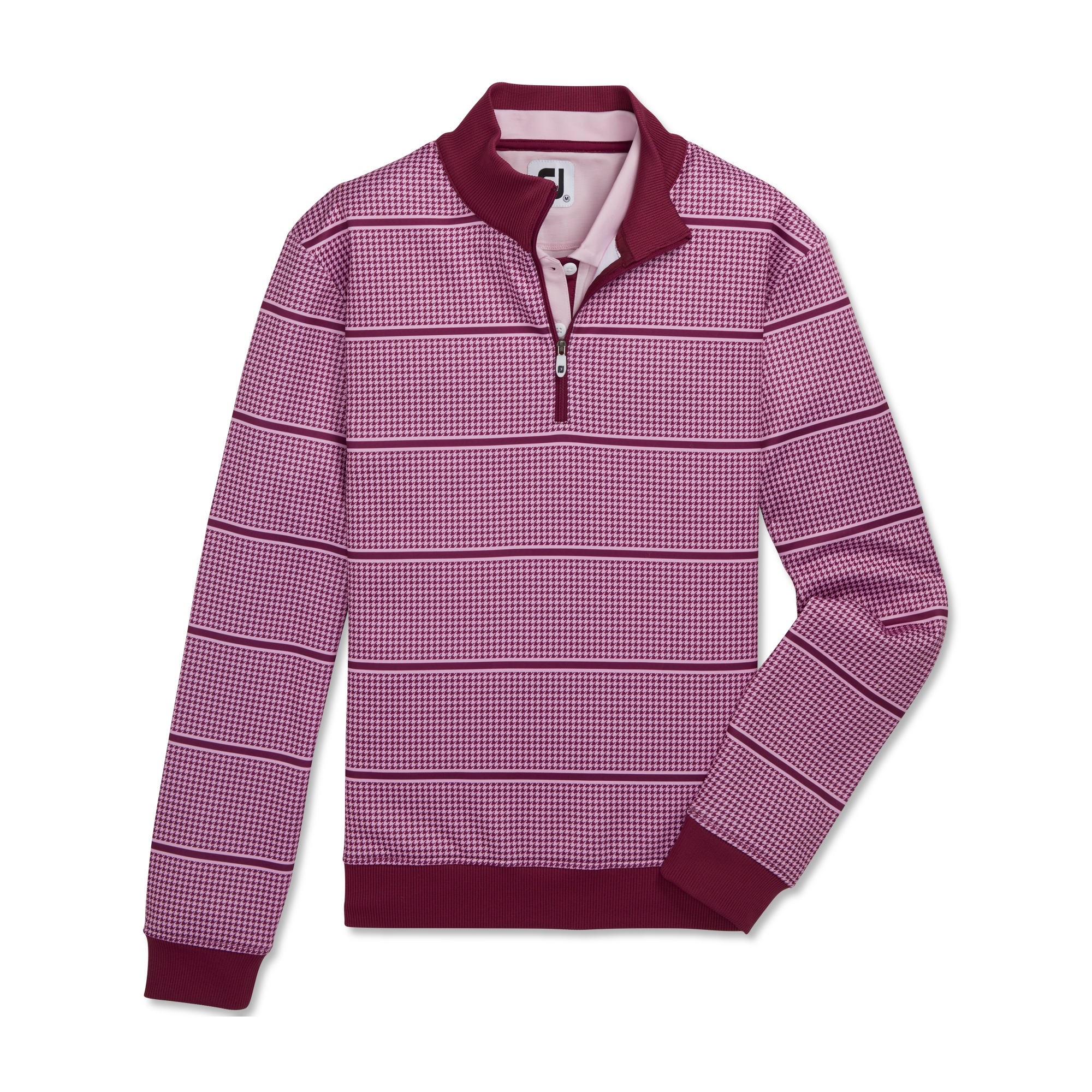 Half-Zip Houndstooth Print Mid-Layer-Previous Season Style Women