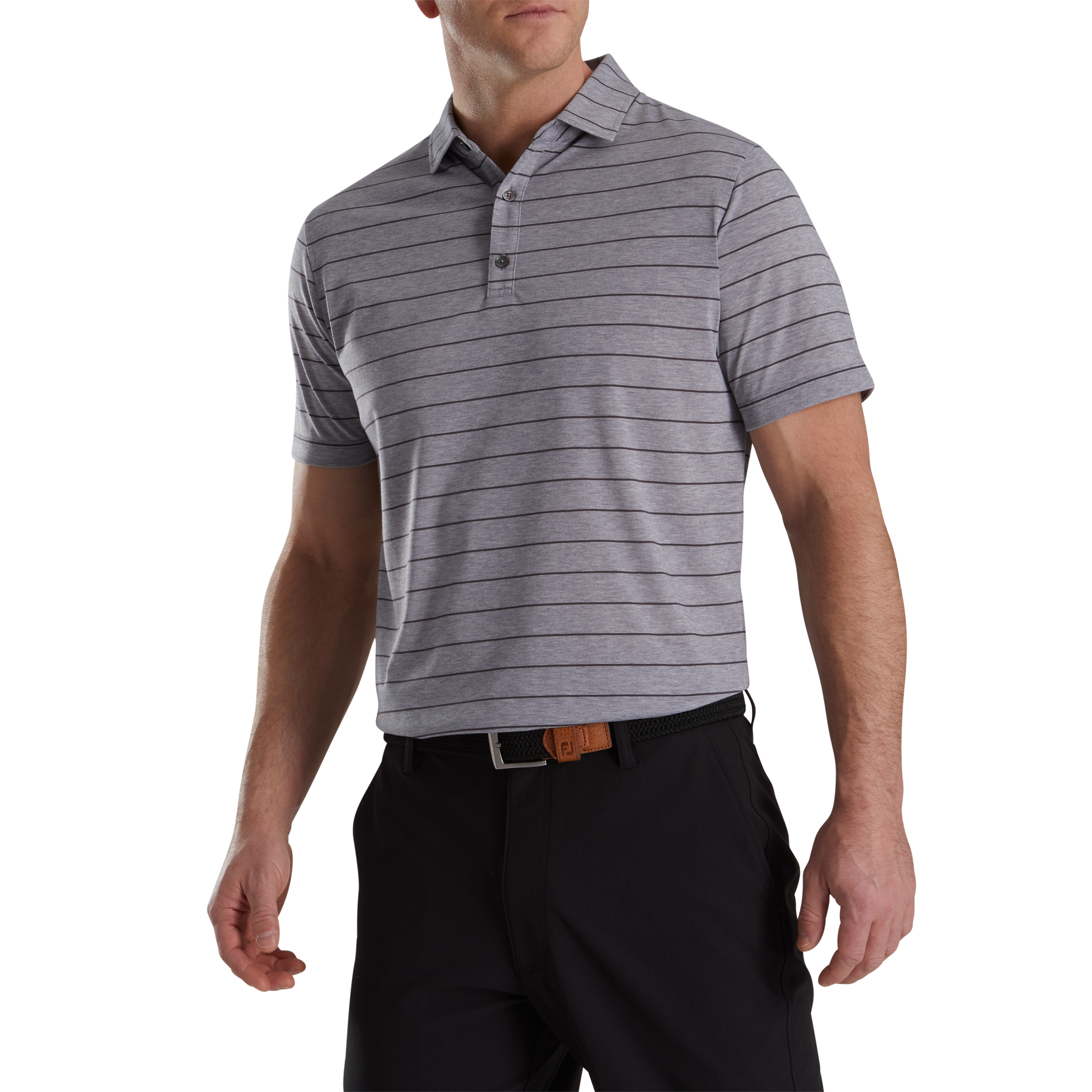 Athletic Fit Open Stripe Jersey Self Collar-Previous Season Style