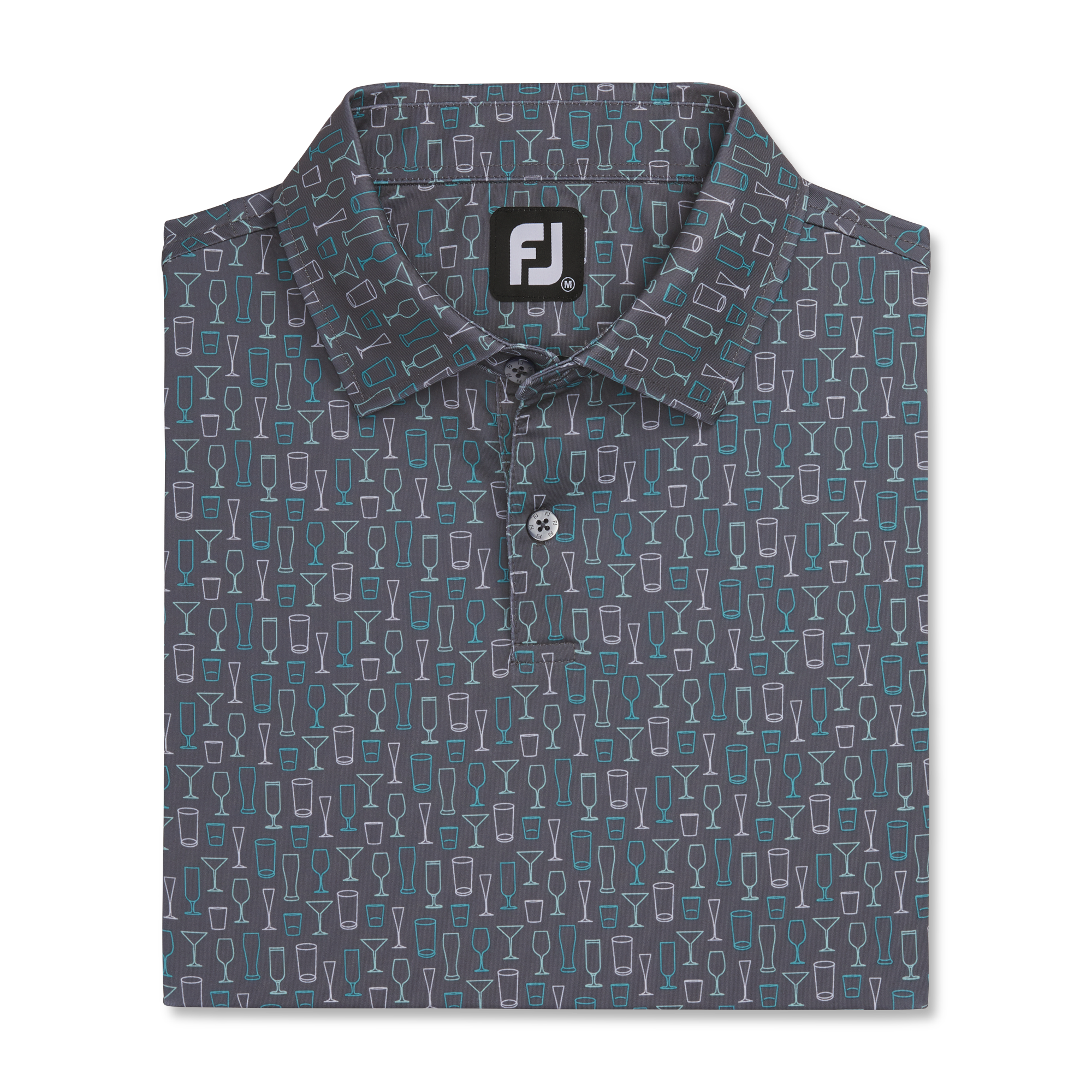 Athletic Fit Lisle Glass Print Self Collar-Previous Season Style