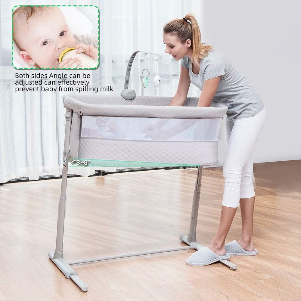Bassinet,Bassinet for Baby,Bedside Crib,Baby Bassinets Bedside Sleeper for Newborn Infant| Built-in Wheels, Dark Grey
