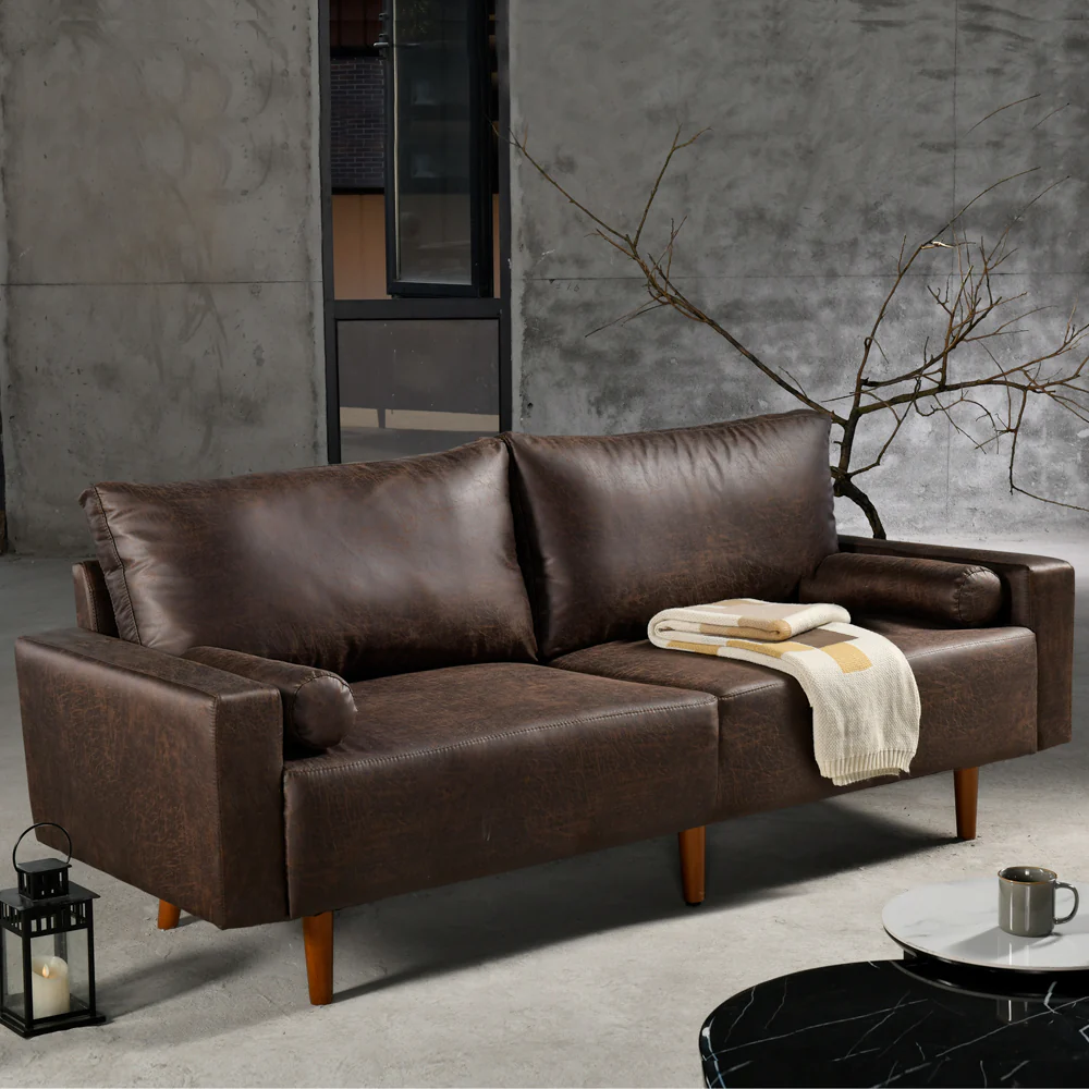 Ovios 78.74'' Luxe Loveseat Sofa with Suede or Corduroy, and 2 Comfy Pillows