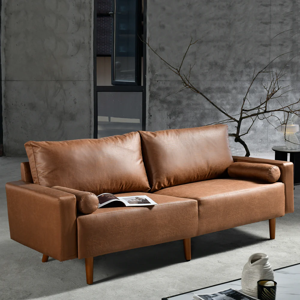 Ovios 78.74'' Luxe Loveseat Sofa with Suede or Corduroy, and 2 Comfy Pillows